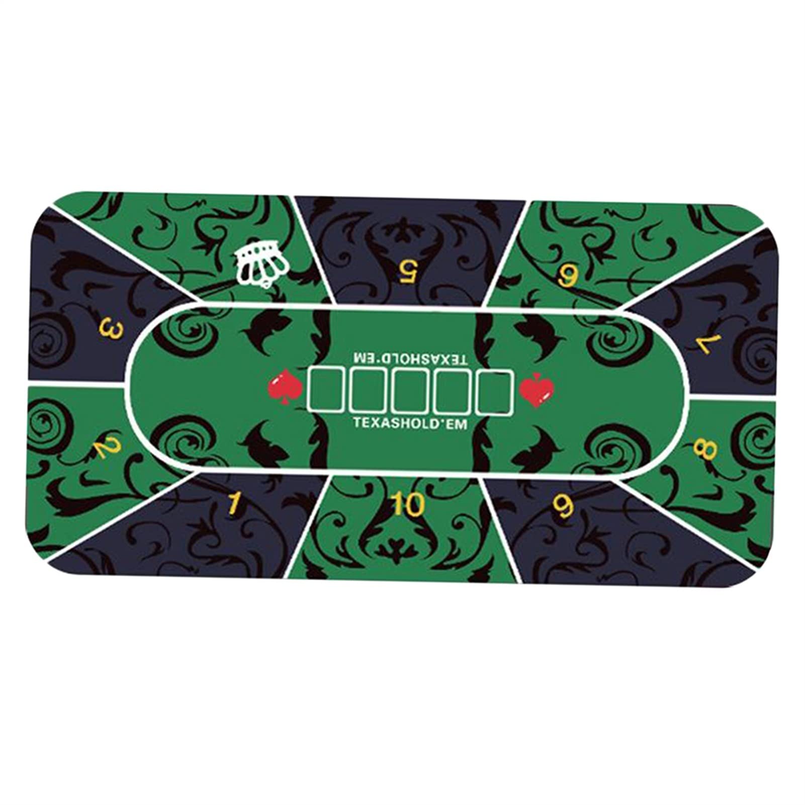 Professional Texas Hold'em Poker Table Top Mat - Portable Rubber Foam Poker Tablecloth for Home Games & Casino Nights | WERTYU Folding Poker Table Layout | Green Gambling Game Surface for Poker Players & Card Enthusiasts | Perfect for Poker Parties, Casino Events & Game Nights