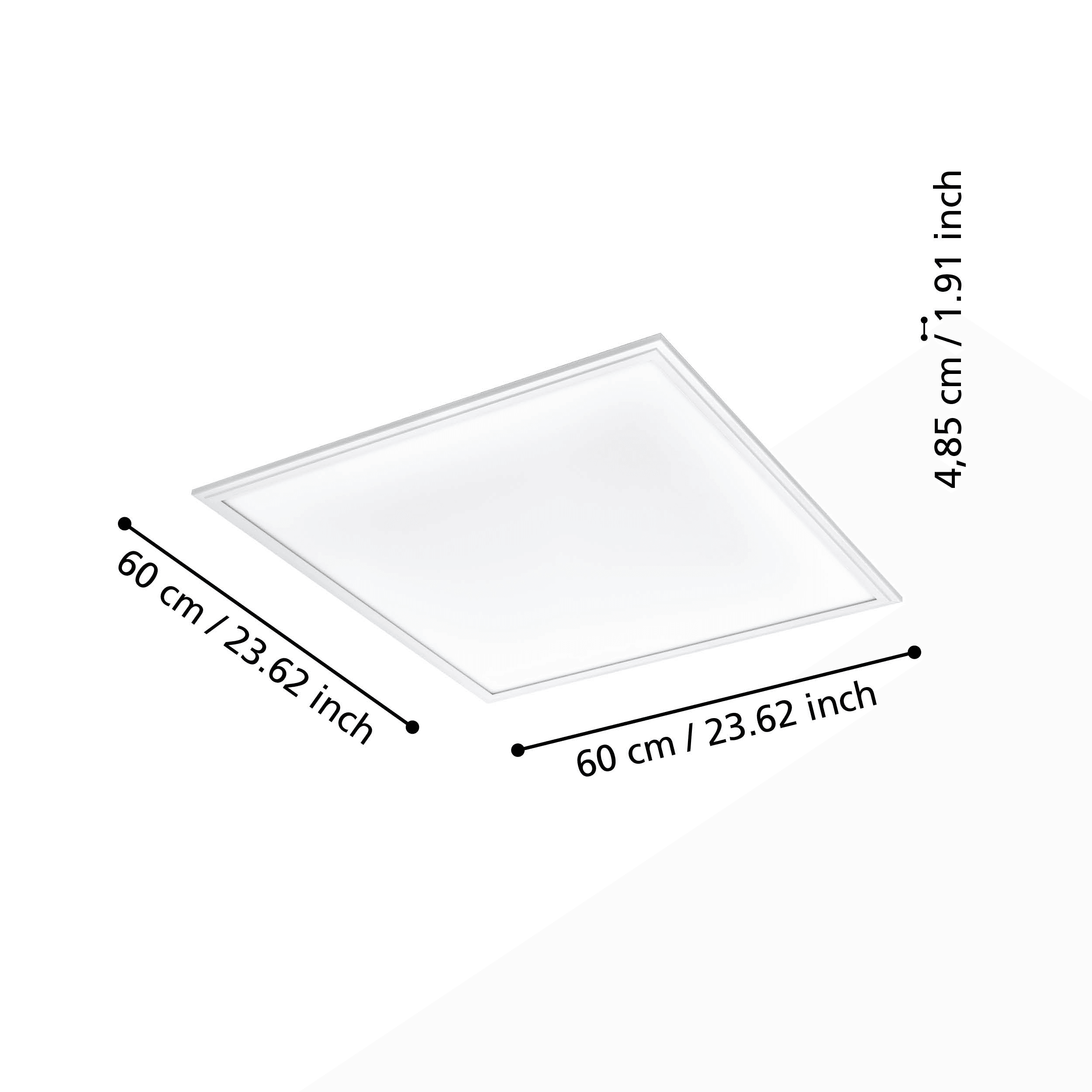 Eglo Connect Salobrena Z Smart White Square Panel LED Flush Mount Ceiling Light 60cm - Modern Lighting for Bedroom, Kitchen & Office