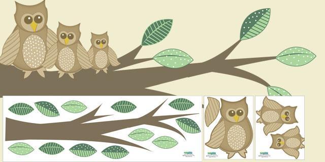 Owl Family Tree Branch Mural Wall Decal - Nature Inspired Nursery Decor, Kids Room Wall Art, Unique Home Decor for Bedroom & Living Room
