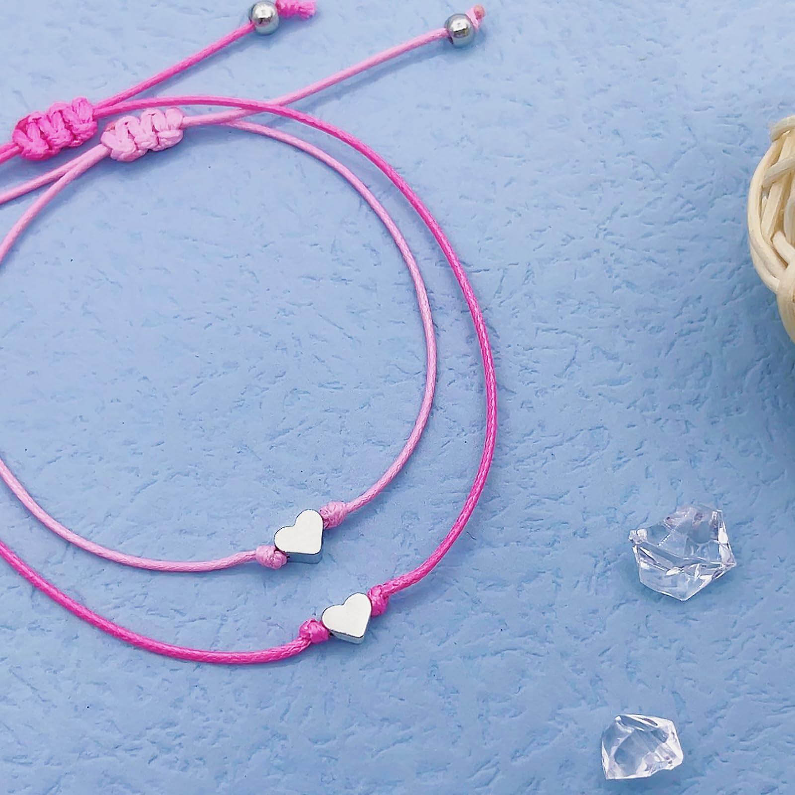 HOHOTANG Matching Heart Wish Bracelets for Women - Cute Friendship Bracelets for Mother, Teacher, Granddaughter - Perfect Gift for Valentine's Day, Birthday, Anniversary