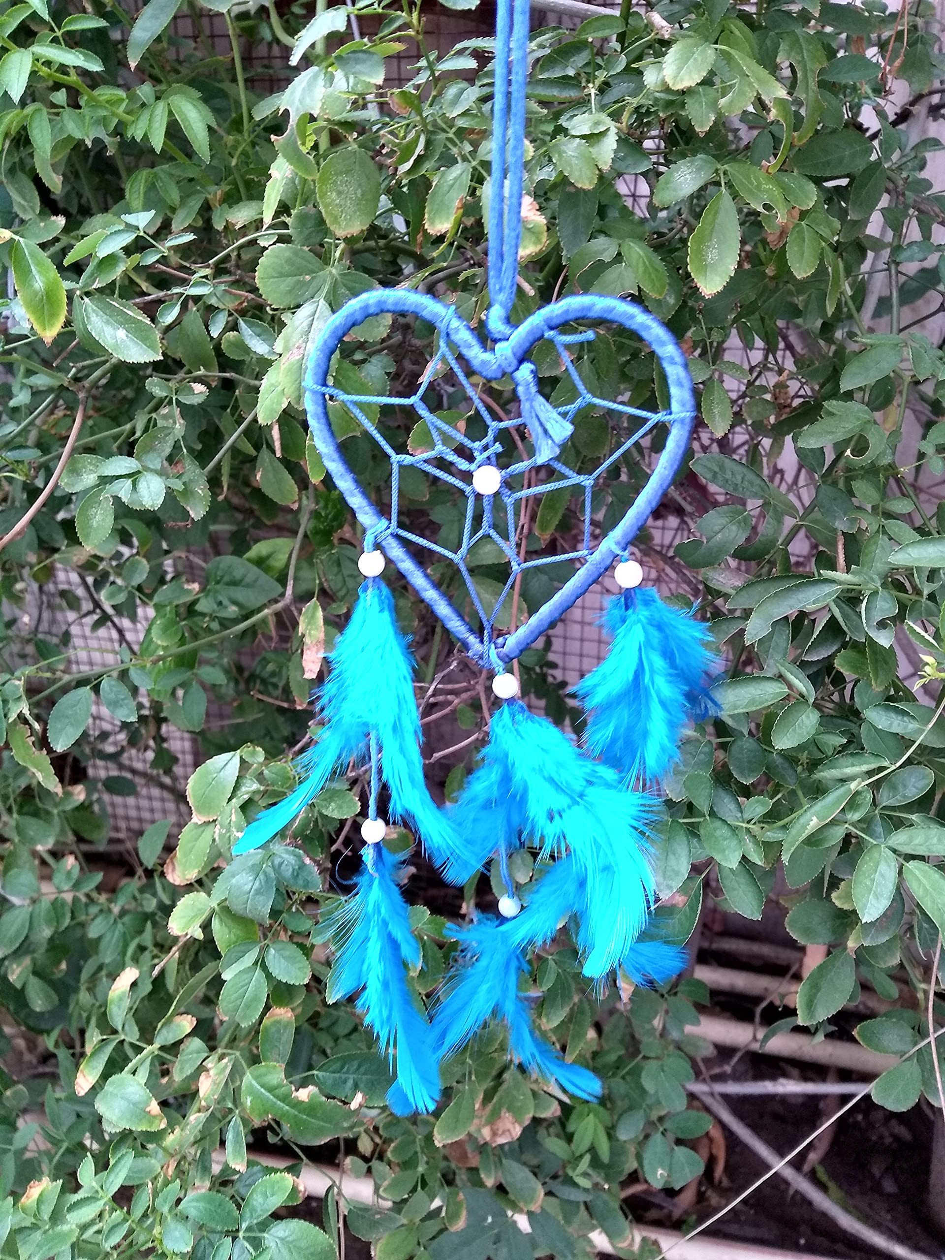 Handmade Dream Catchers Wall Decor - Blue Heart Feather Hanging Ornament for Bedroom, Nursery, Home & Car (3 Inch) | Perfect for Boho Decor, Baby Shower Gifts & Spiritual Protection