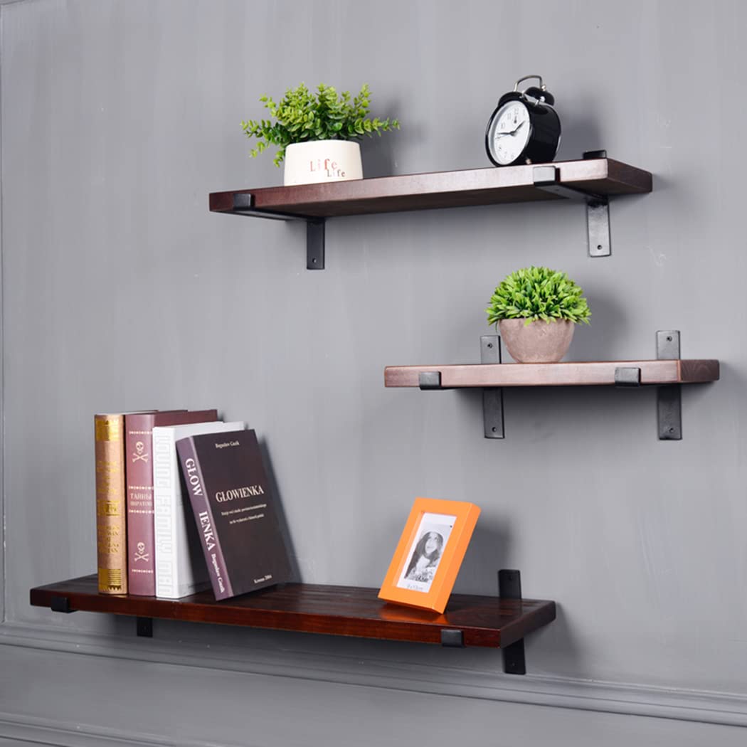 Heavy Duty Black Metal Shelf Brackets 2-Pack for Kitchen, Warehouse & DIY