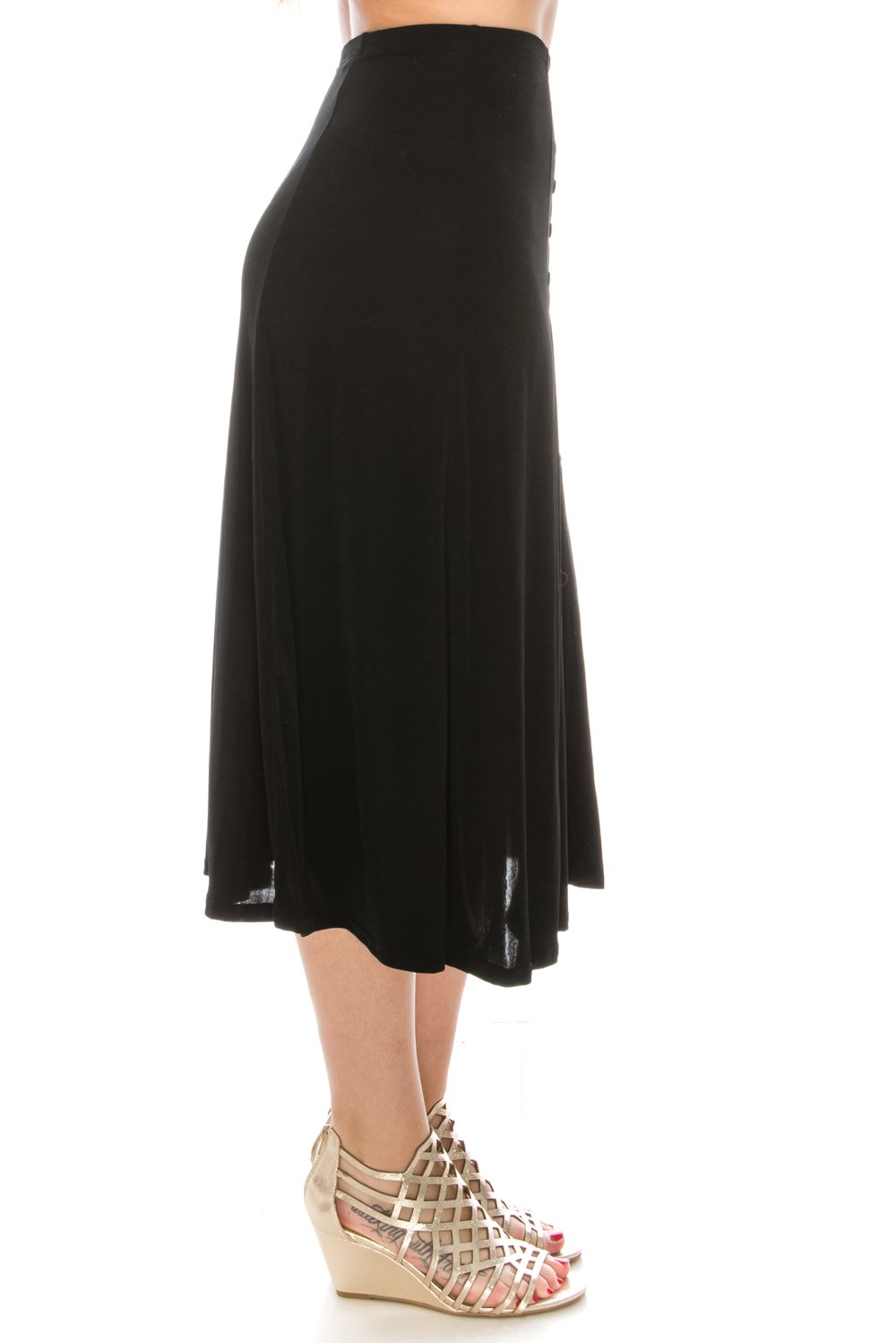 Jostar Women's Flowy Long Skirt with Elastic Waist & Button Front - Stretchy Maxi Dress for Casual Outings, Beach Wear & Boho Style
