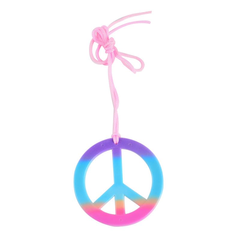 FORUBUS Peace Sign Pendant Necklace - Vintage Hippie Style Jewelry with Distressed Charm & Rope Chain for Women & Men - Perfect for Music Festivals, Boho Outfits & Hippie Fashion