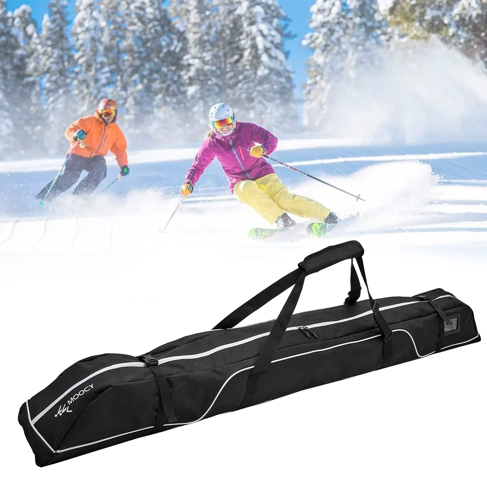 Waterproof Ski and Snowboard Storage Bag - 192cm Black Travel Equipment Organizer for Ski Gear Protection | Perfect for Winter Sports, Travel & Equipment Storage