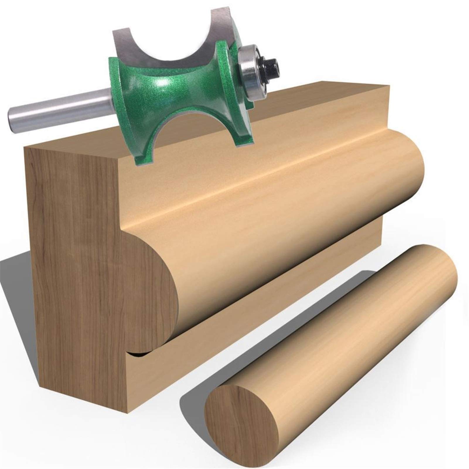 PYouo Premium 1/4-Inch (8mm) Shank 2 Flute Bullnose Router Bit - Half Round Woodworking Milling Cutter with Bearing for Smooth Edge Profiling | Durable CNC & Hand Router Tool for Cabinet Making, Furniture Edging & DIY Wood Projects