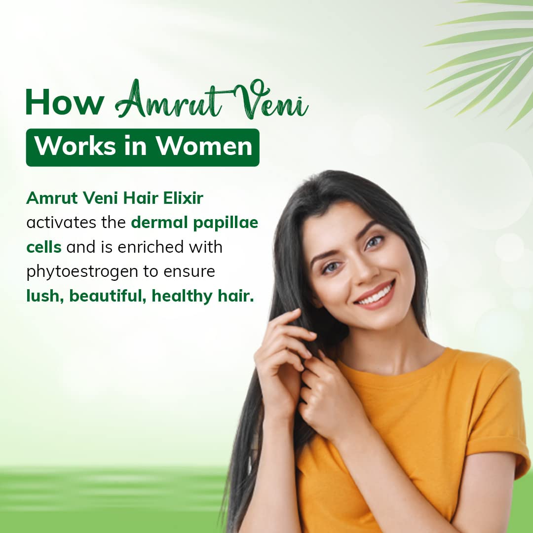 Amrutveni Hair Growth Elixir for Women - Biotech-Enhanced Formula to Reduce Hair Fall & Stimulate Growth | 100ml Bottle | Promotes Thicker, Healthier Hair | Perfect for Daily Scalp Care & Styling Prep