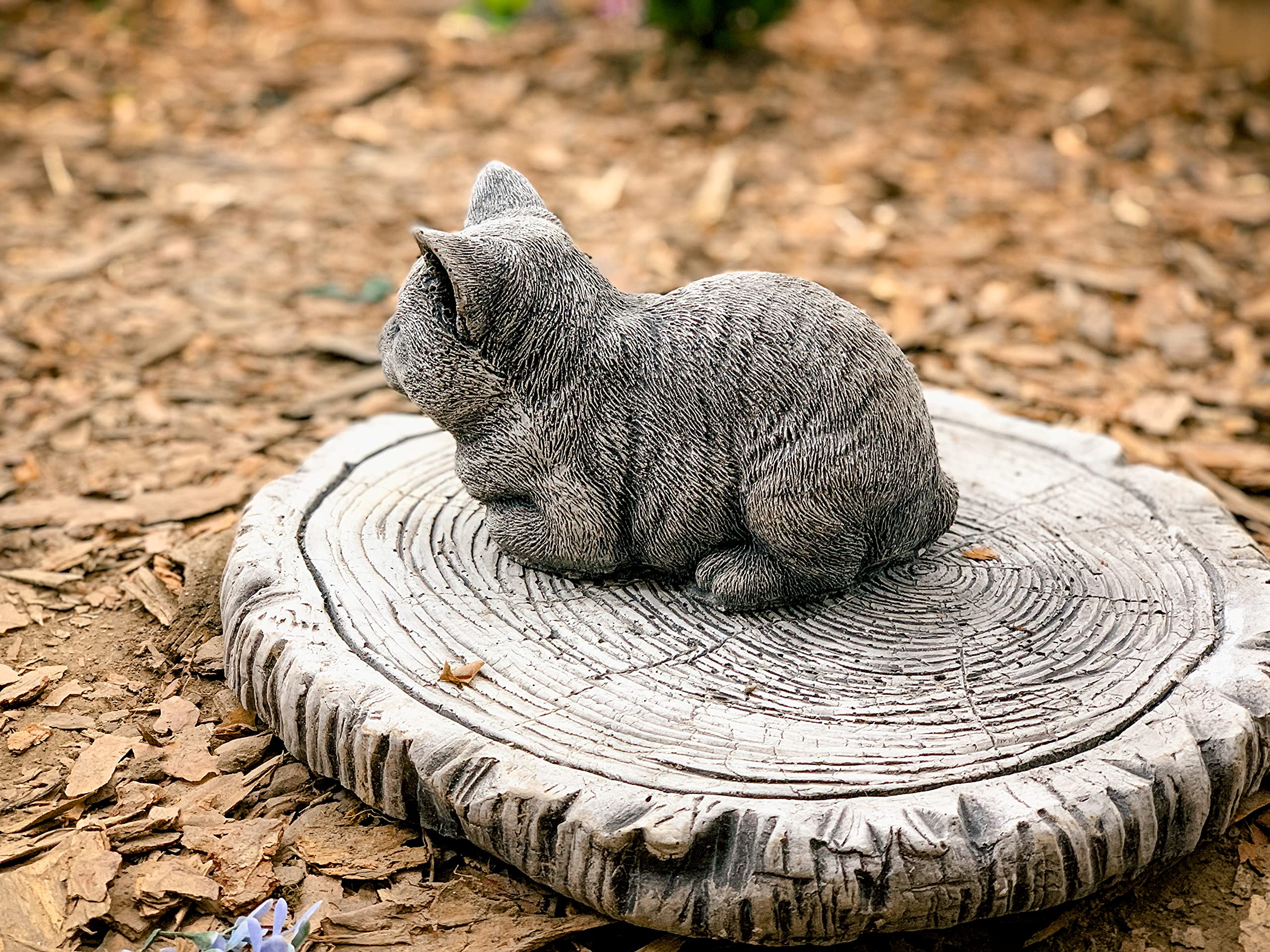 Concrete Cat Statue 19lb - Gray Garden Decor & Memorial Marker