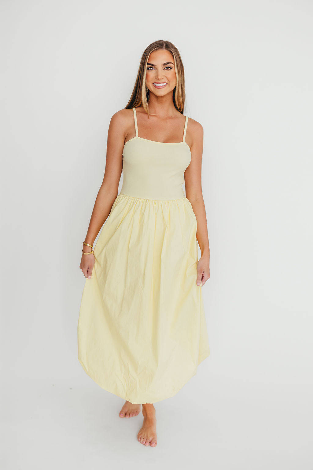 Marisol Bubble Maxi Dress in Yellow - Flowy Summer Beach Dress for Women | Perfect for Vacations, Weddings & Outdoor Parties