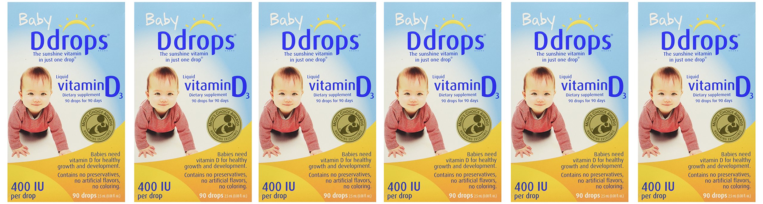 Ddrops Baby Vitamin D3 Drops for Infants, 540 Count (Pack of 6) - Supports Bone Health & Immune System - Perfect for Newborns & Breastfed Babies