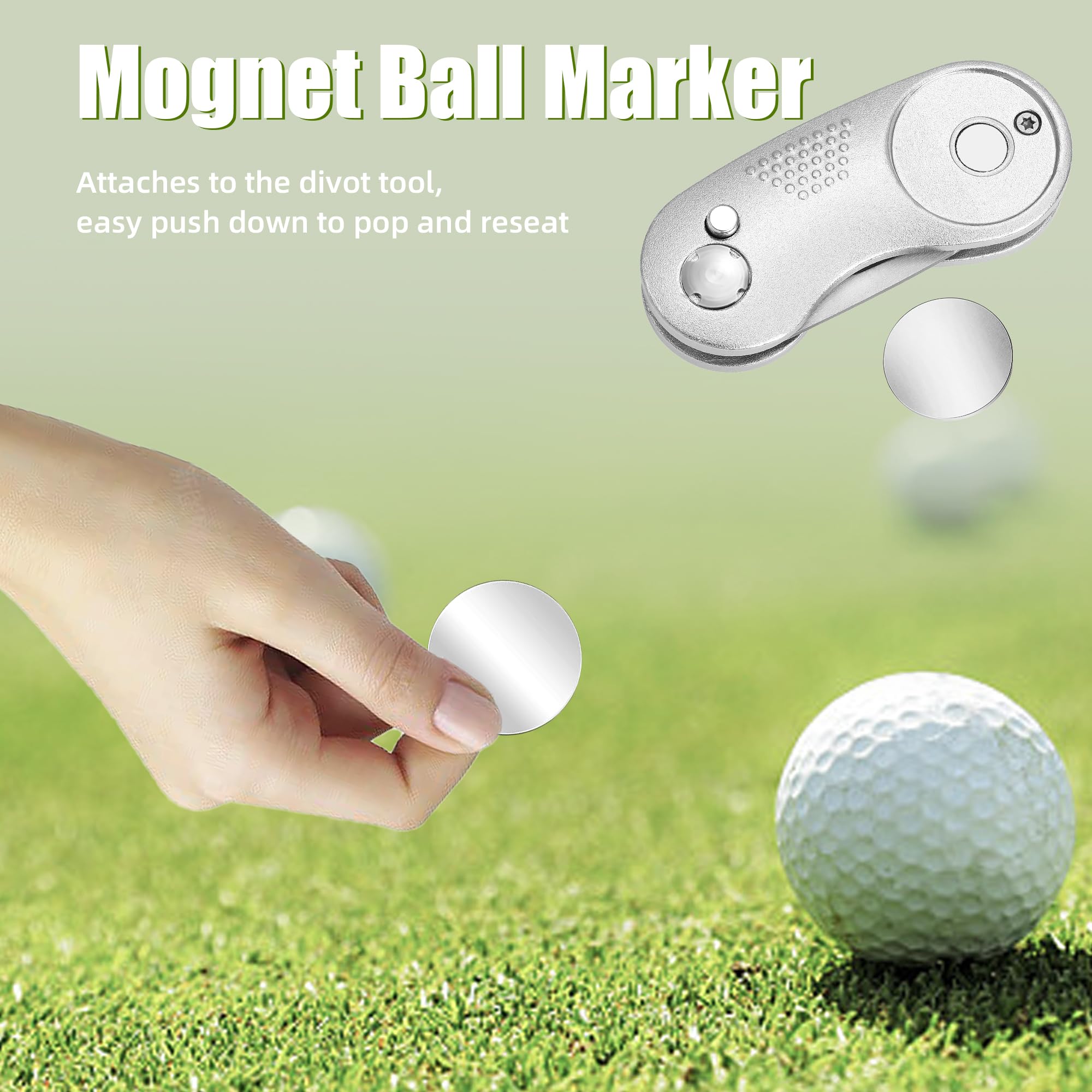 Premium All-Metal Foldable Golf Divot Repair Tool with Pop-Up Button & Magnetic Ball Marker - Durable Golf Accessories for Course Maintenance - Perfect for Golfers, Tournaments & Practice Sessions