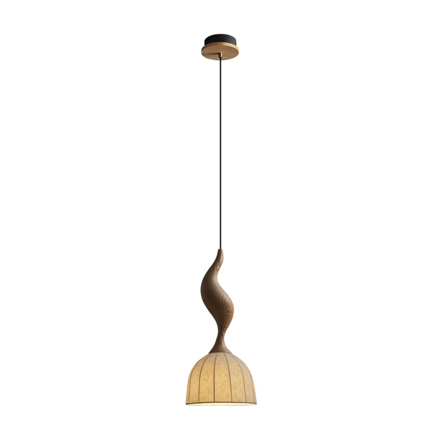 Elowen Handcrafted Twisted Wood Pendant Light - Modern Farmhouse Ceiling Fixture for Dining Room, Kitchen Island & Bedroom Lighting