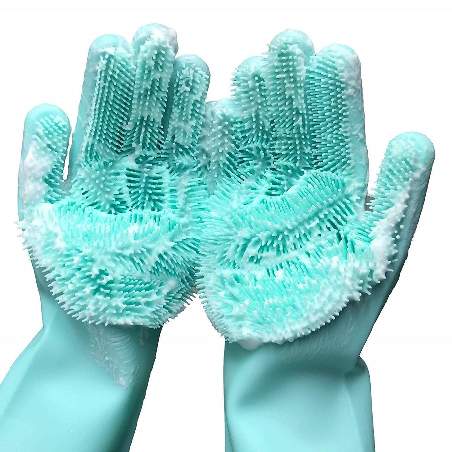 Magic Dishwashing Gloves - Reusable Silicone Scrubber Gloves for Kitchen Cleaning, Washing Dishes & Household Chores (Pair) | Perfect for Pots, Pans, Glassware & Delicate Items