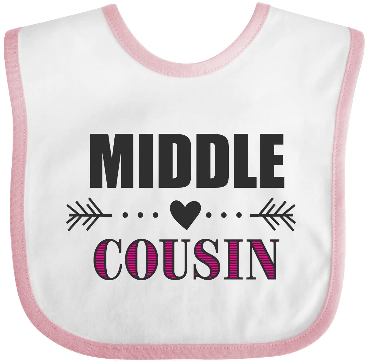 Inktastic Middle Cousin with Heart Arrow Baby Bib - Soft Cotton Drool Bib for Infants & Toddlers - Perfect for Feeding, Teething, and Everyday Use
