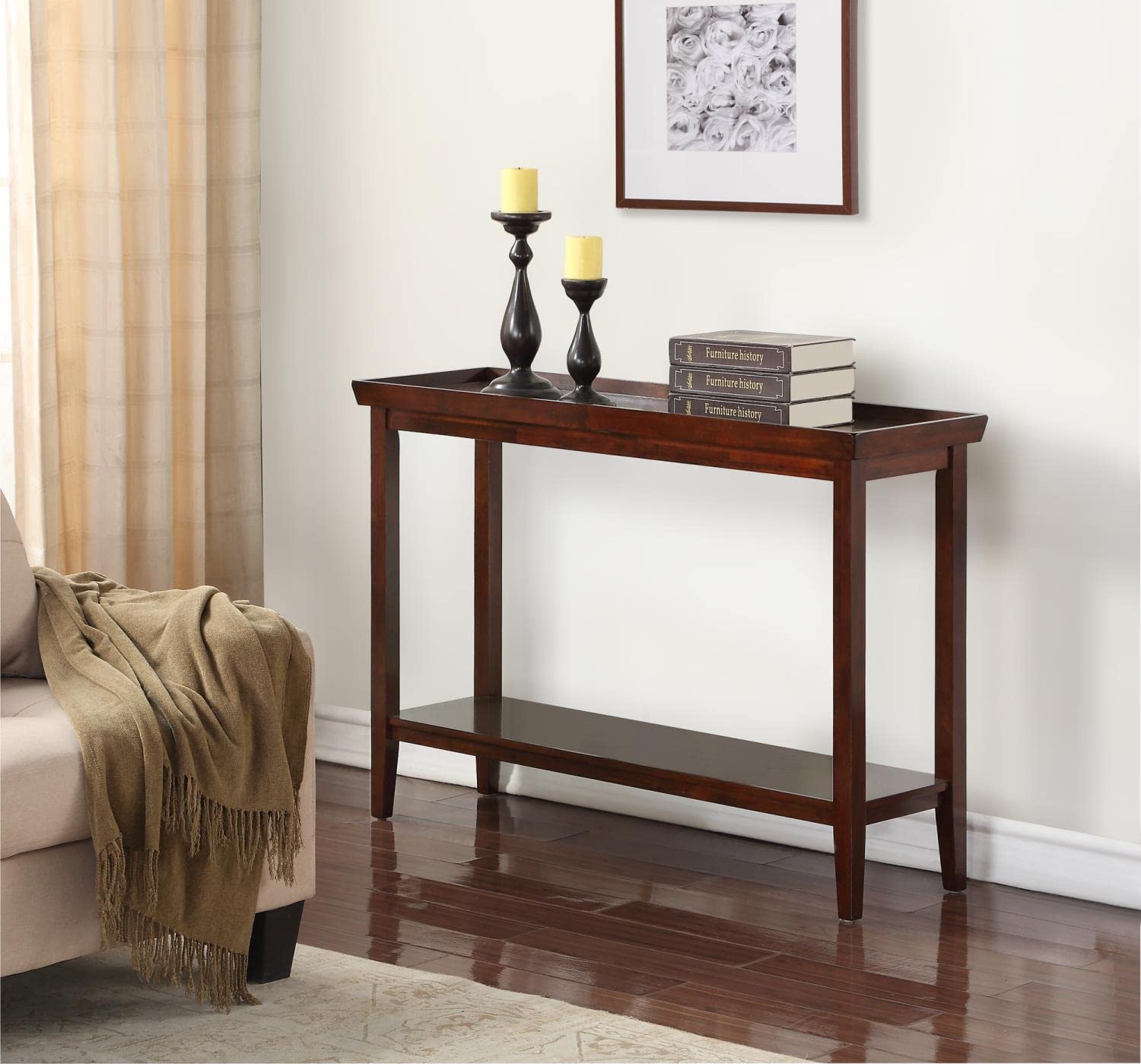 Convenience Concepts Ledgewood Console Table with Shelf - Espresso Finish Entryway Sofa Table for Hallway, Living Room & Bedroom Decor