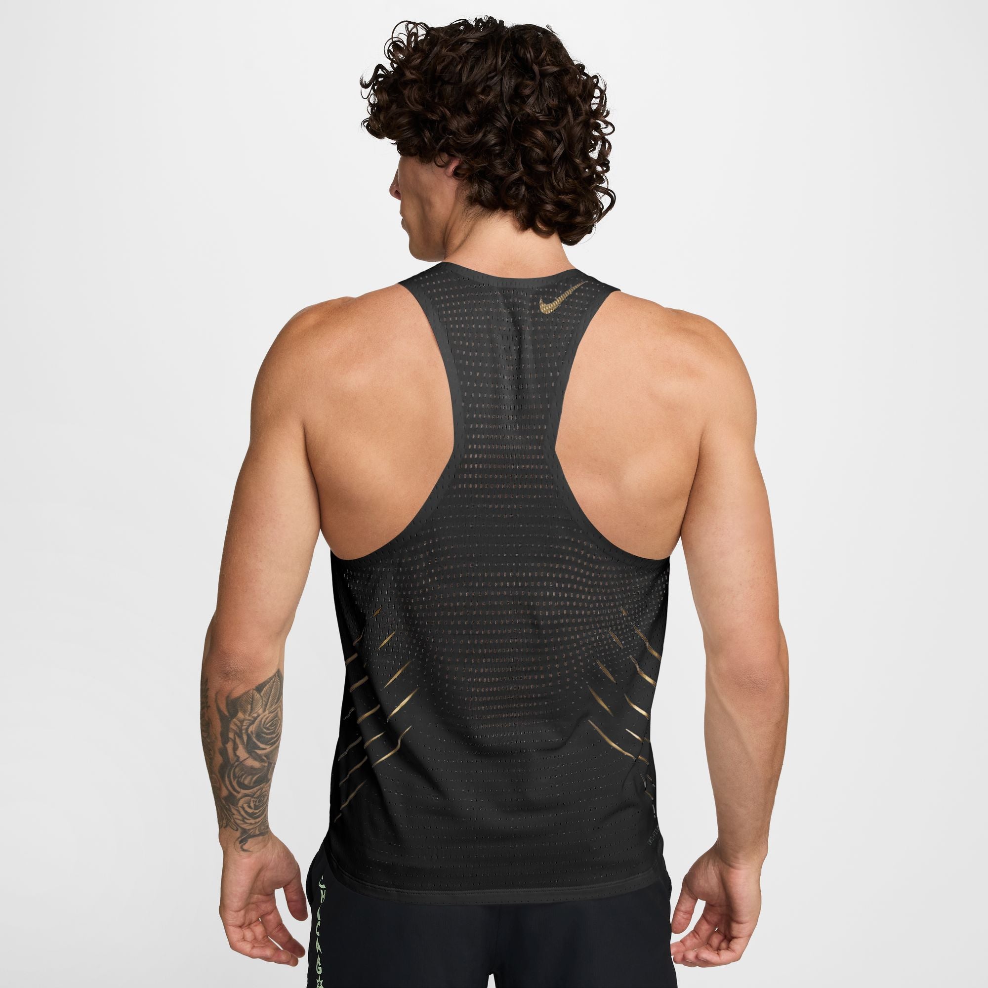 Men's AeroSwift x Jakob Dri FIT ADV Running Singlet - Lightweight Breathable Performance Top for Marathon & Training (Black/Metallic Gold)