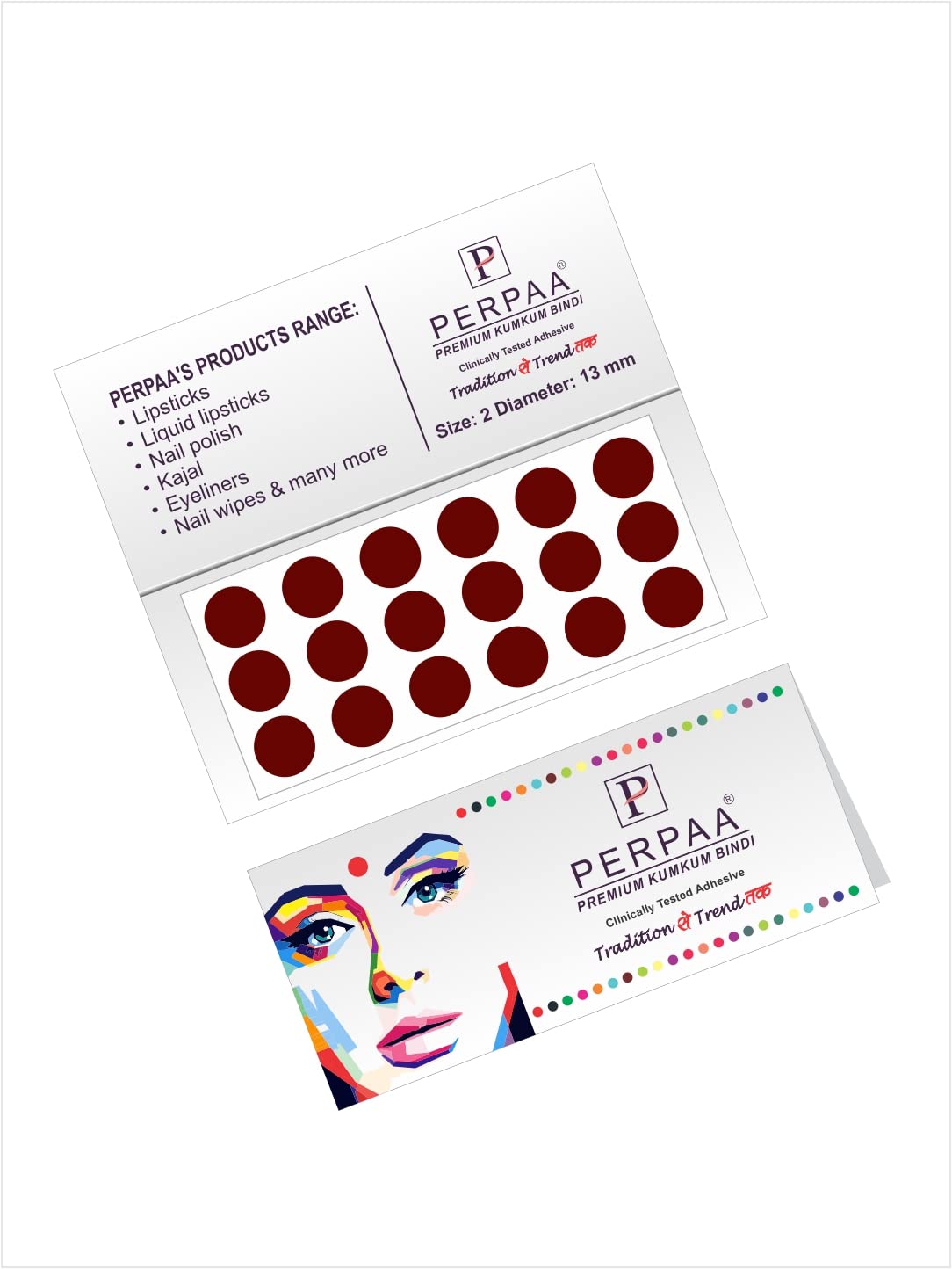 PERPAA Dark Maroon Round Kumkum Forehead Sticker Bindis for Women - Pack of 3 Flats (Dark Maroon Combo No.45) - Traditional Indian Bindi for Festivals, Weddings & Daily Wear