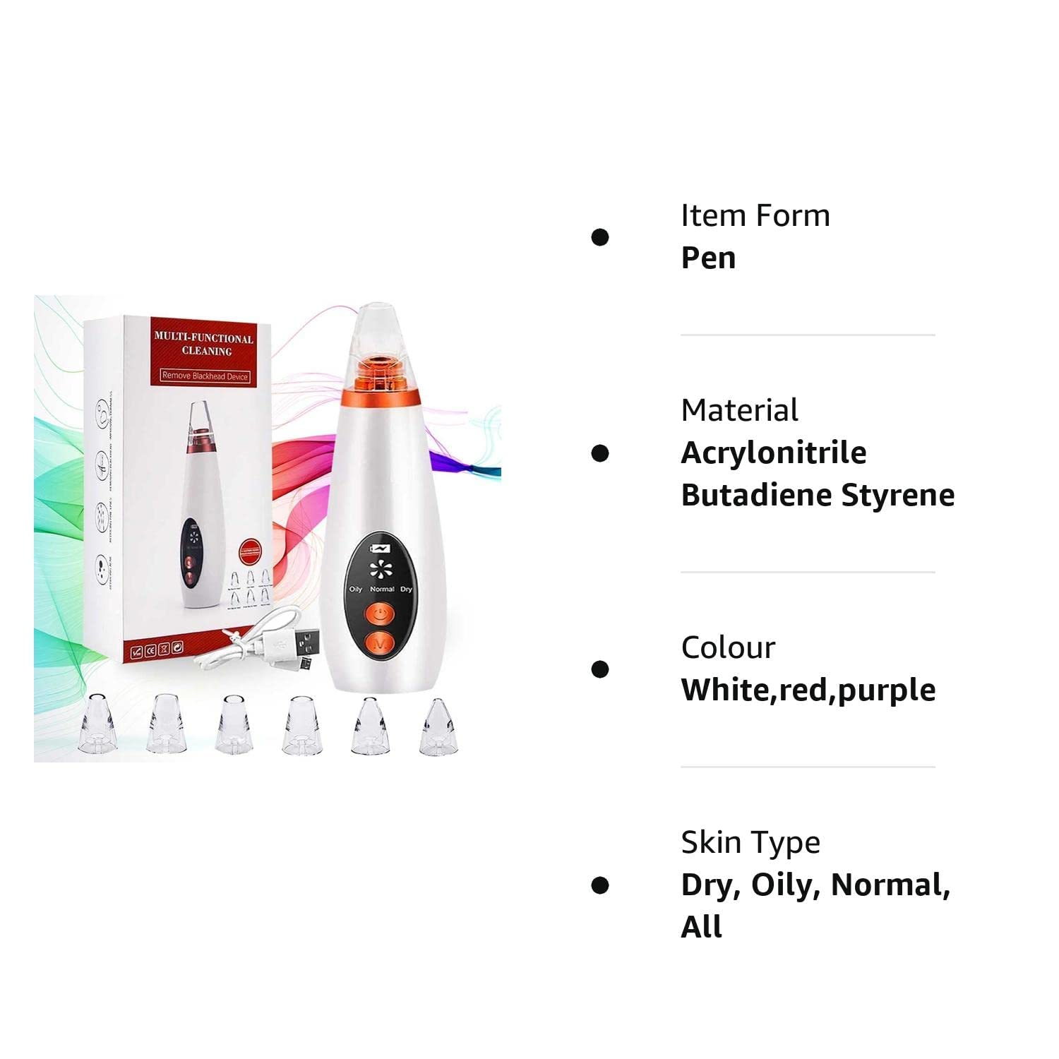 6-in-1 Blackhead Remover Vacuum - Pore Cleaner for Acne & Skin Care | Home Spa Device for Men & Women