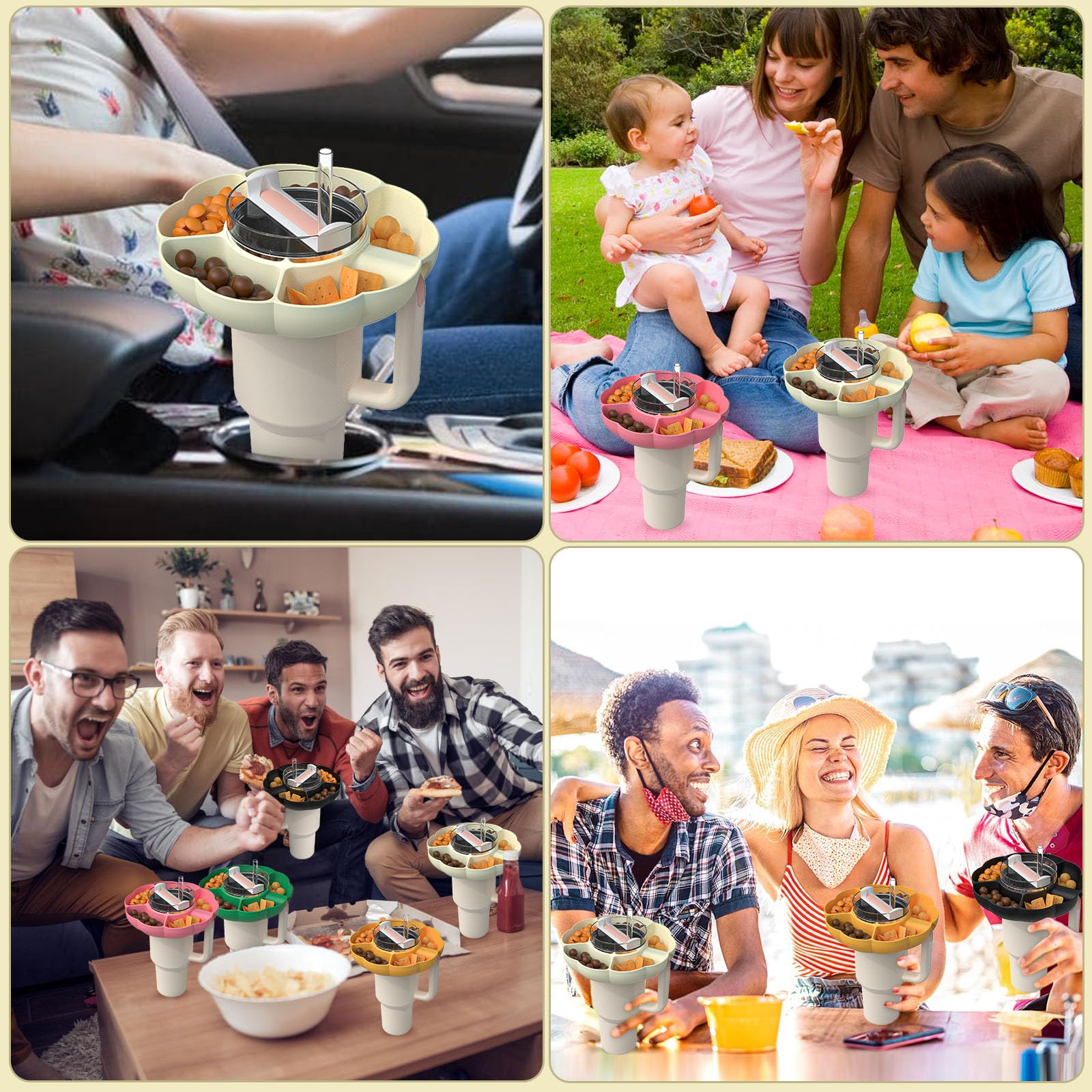 Stanley 40 oz Tumbler Snack Bowl - Silicone Snack Tray Accessory Compatible with 40 oz Cup with Handle - Perfect for Car Cup Holder, Movie Theater, Home & Outdoor Activities - Stanley Cup Accessories for Snacks On-The-Go