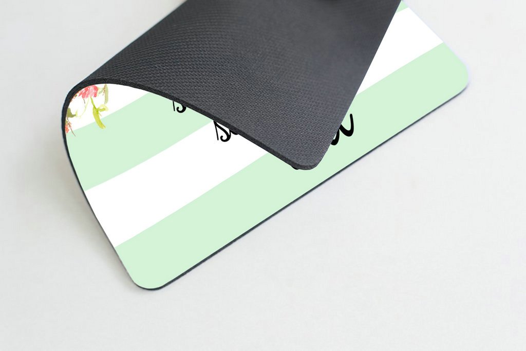 Custom Smooffly Gaming Mouse Pad with Inspirational Quote - Mint Stripe Design, Non-Slip Neoprene Surface for PC/Laptop/Office Use | Motivational Gift for Gamers & Professionals