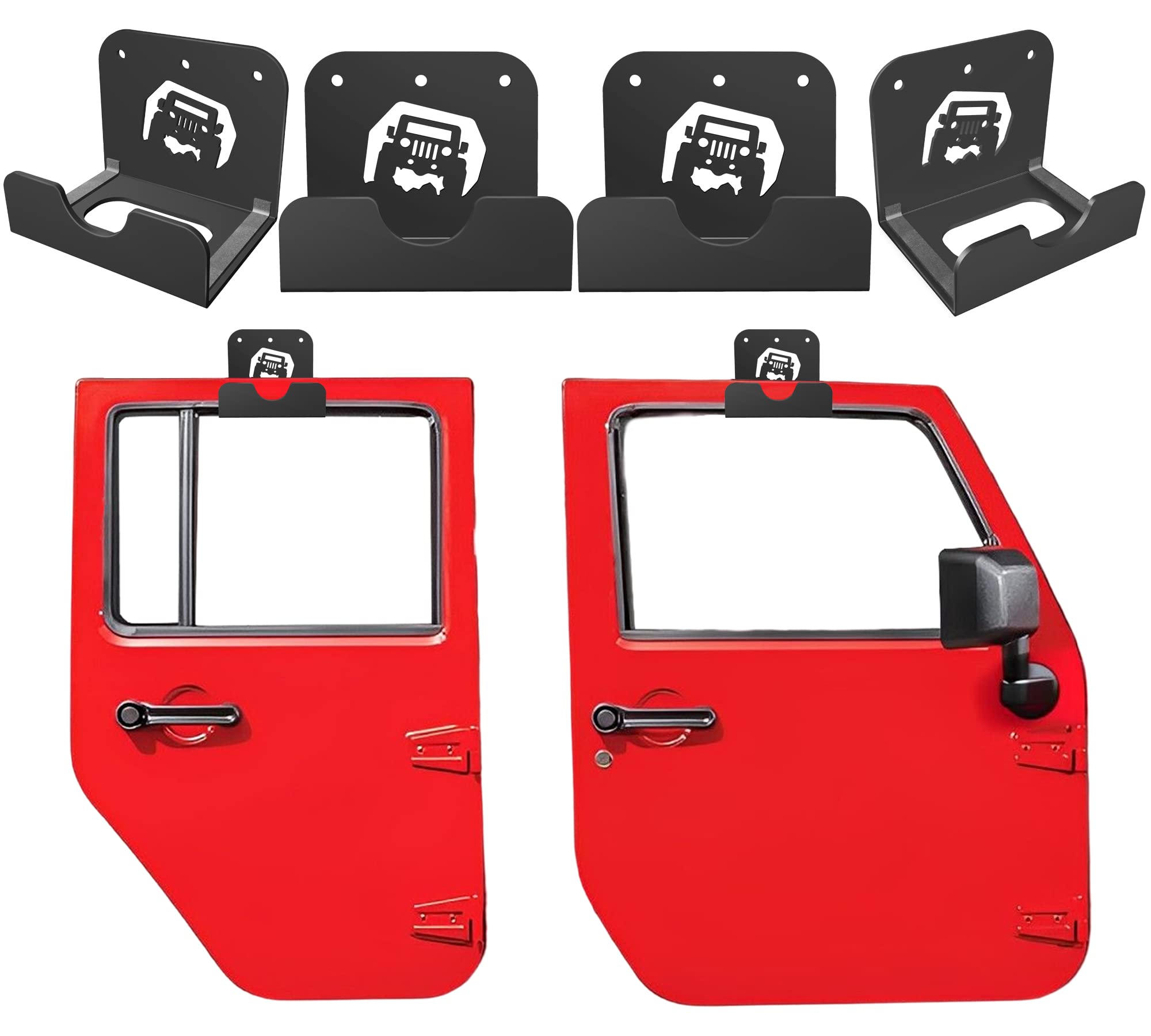 WIPHANY Tunnel Car Pattern Detachable Door Hanger with Rubber Wall Mount - Garage Storage Holder Bracket Rack (4 Pack) - Perfect for Organizing Tools, Hats & Accessories in Garage, Workshop or Closet