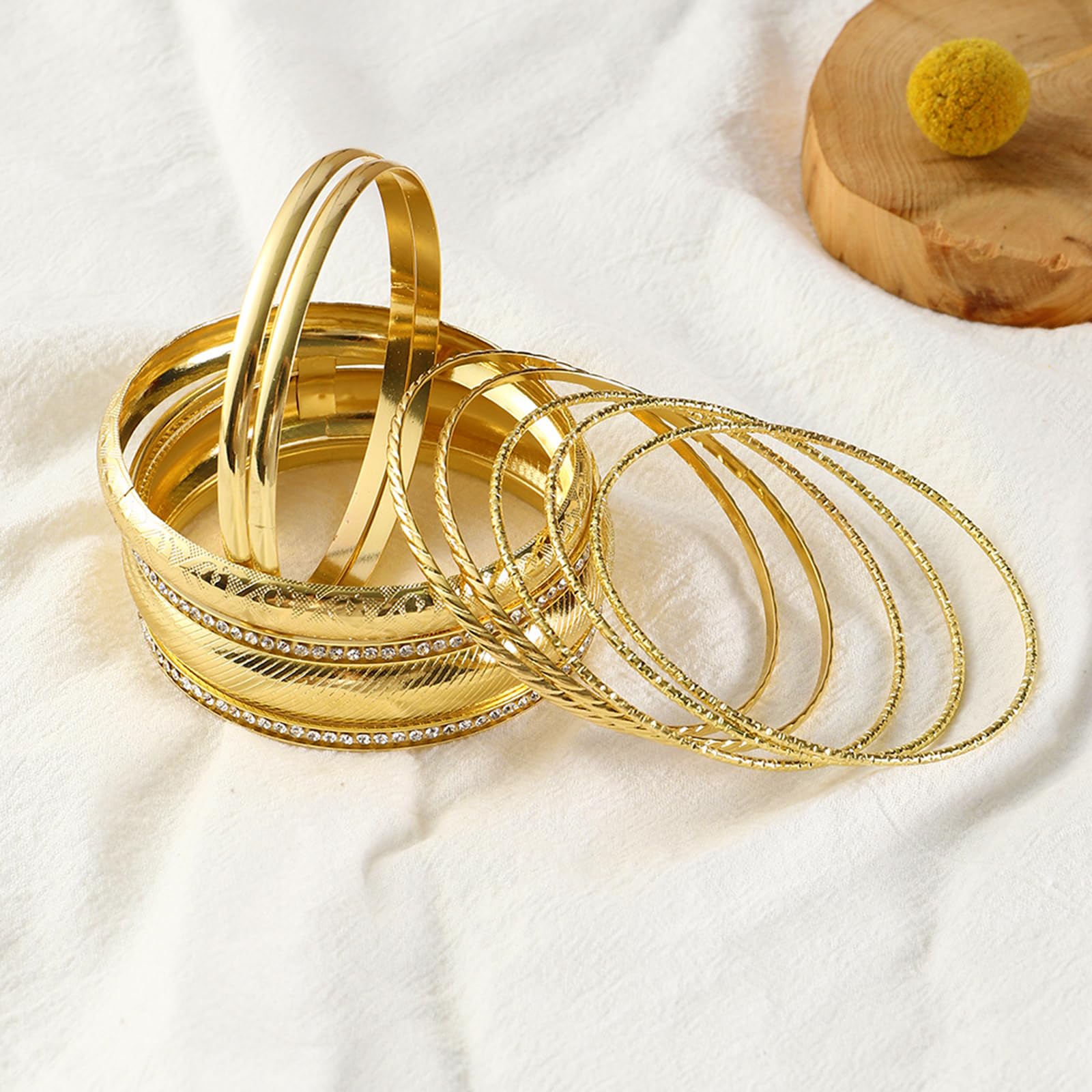 Elegant Gold Bangle Bracelets for Women - 24K Gold Plated Indian Jewelry Set, Fashion Disco Bangles - Perfect for Weddings, Parties & Ethnic Outfits
