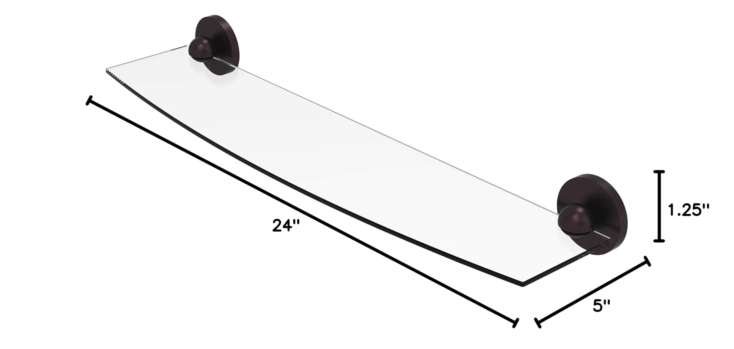 Allied Brass 1033/24 Skyline Collection 24 Inch Glass Shelf in Antique Bronze - Perfect for Bathroom, Kitchen, or Living Room Storage & Display