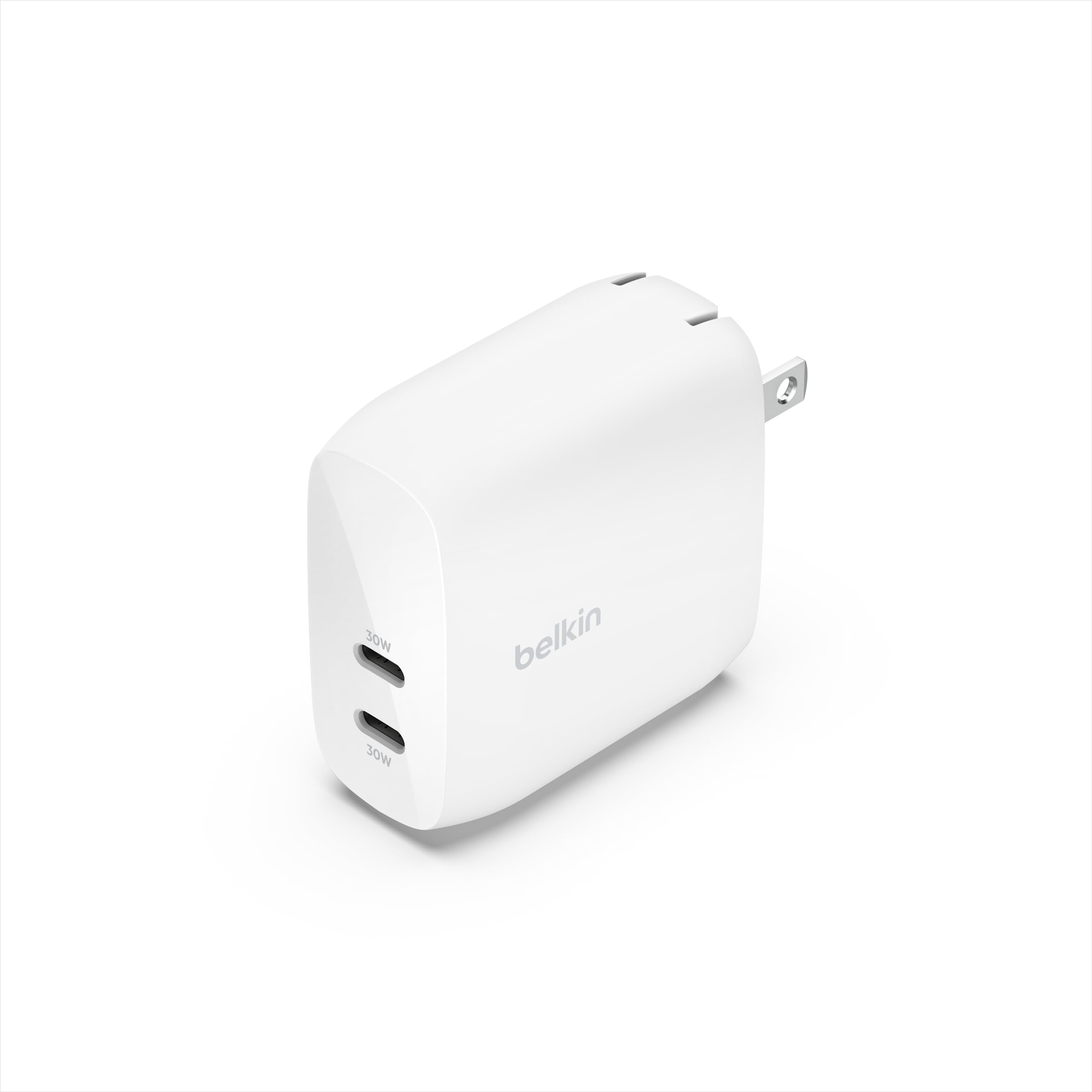 Belkin BoostCharge 60W Dual USB-C Wall Charger with PPS - Fast Charging for iPhone 16, iPad, Samsung Galaxy S25, Google Pixel - Includes USB-C to Lightning & USB-C to USB-C Cables - Perfect for Home, Office & Travel - White