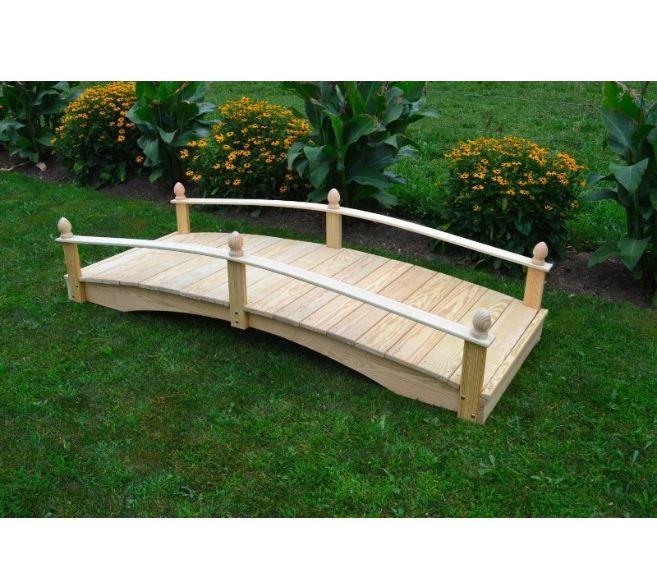 A & L Furniture Acorn Garden Bridge in Pressure Treated Pine - Rustic Wooden Footbridge for Garden, Yard, or Landscape Decoration | Perfect for Pathways, Ponds, and Outdoor Decor