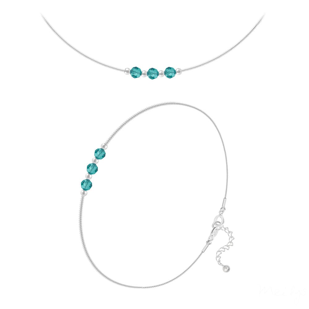 Blue Zircon Necklace & Bracelet Set - Sterling Silver Fine Jewelry for Women | Perfect for Weddings, Anniversaries & Special Occasions