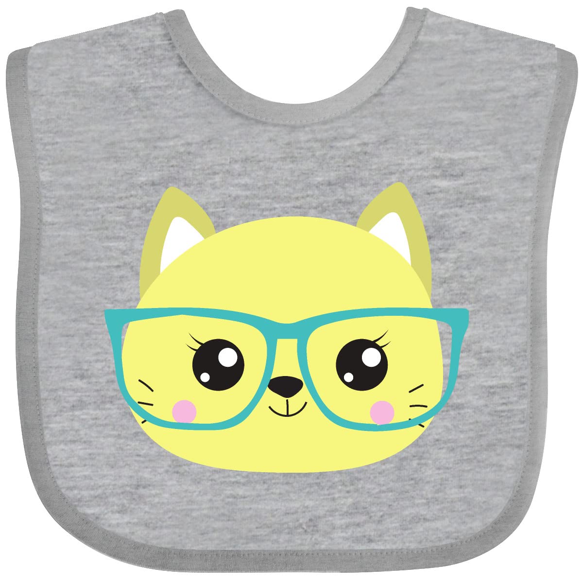 Hipster Cat Bib with Glasses - Cute Kitten Baby Bib for Feeding