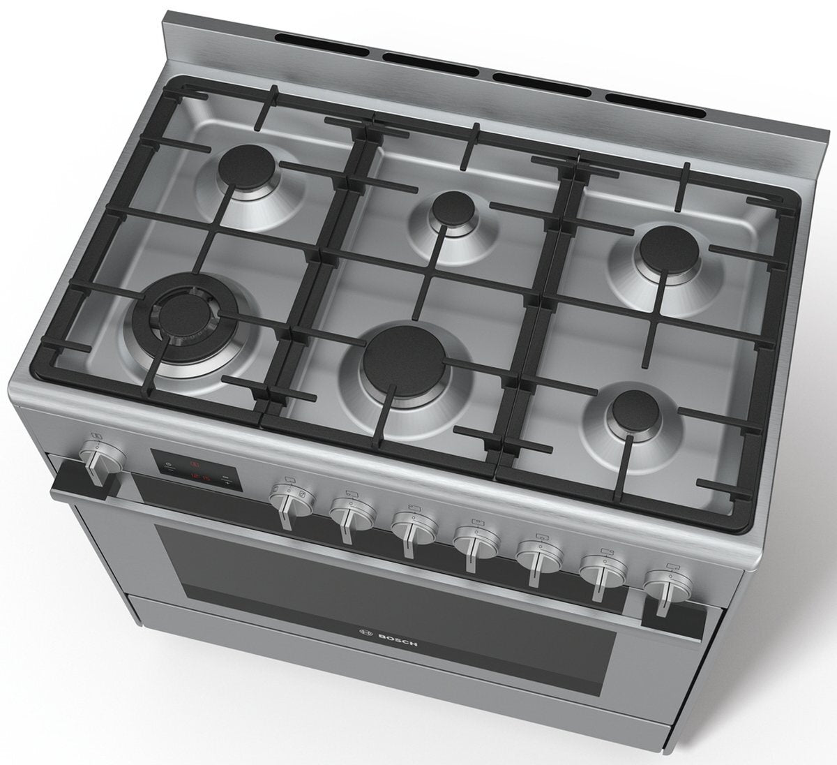 Bosch Serie 6 90cm Freestanding Dual Fuel Range Oven and Stove HSB738357A - Perfect for Home Cooking, Baking, and Entertaining
