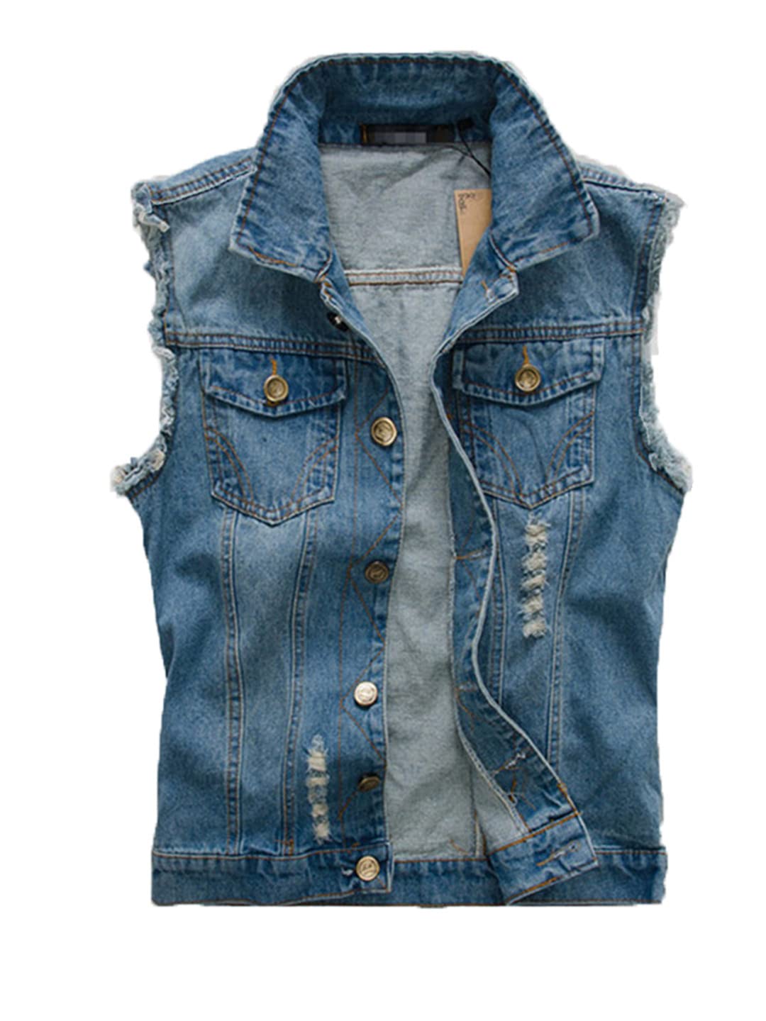 Men's Denim Sleeveless Jacket Vest - Stylish Casual Layering for Summer Outings & Music Festivals