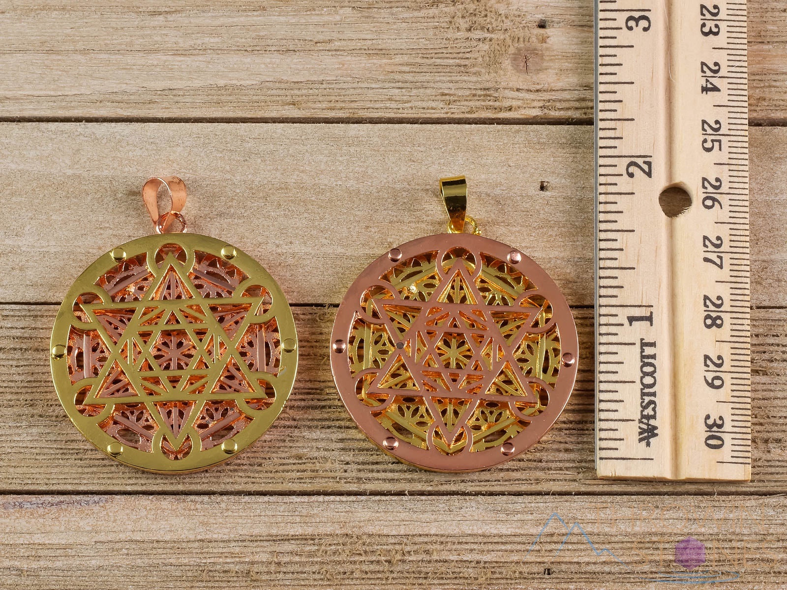 GOLD & COPPER Flower of Life Merkaba Pendant Necklace - Sacred Geometry Seed of Life Jewelry - Spiritual Gift for Men & Women - Perfect for Meditation, Yoga & Energy Healing