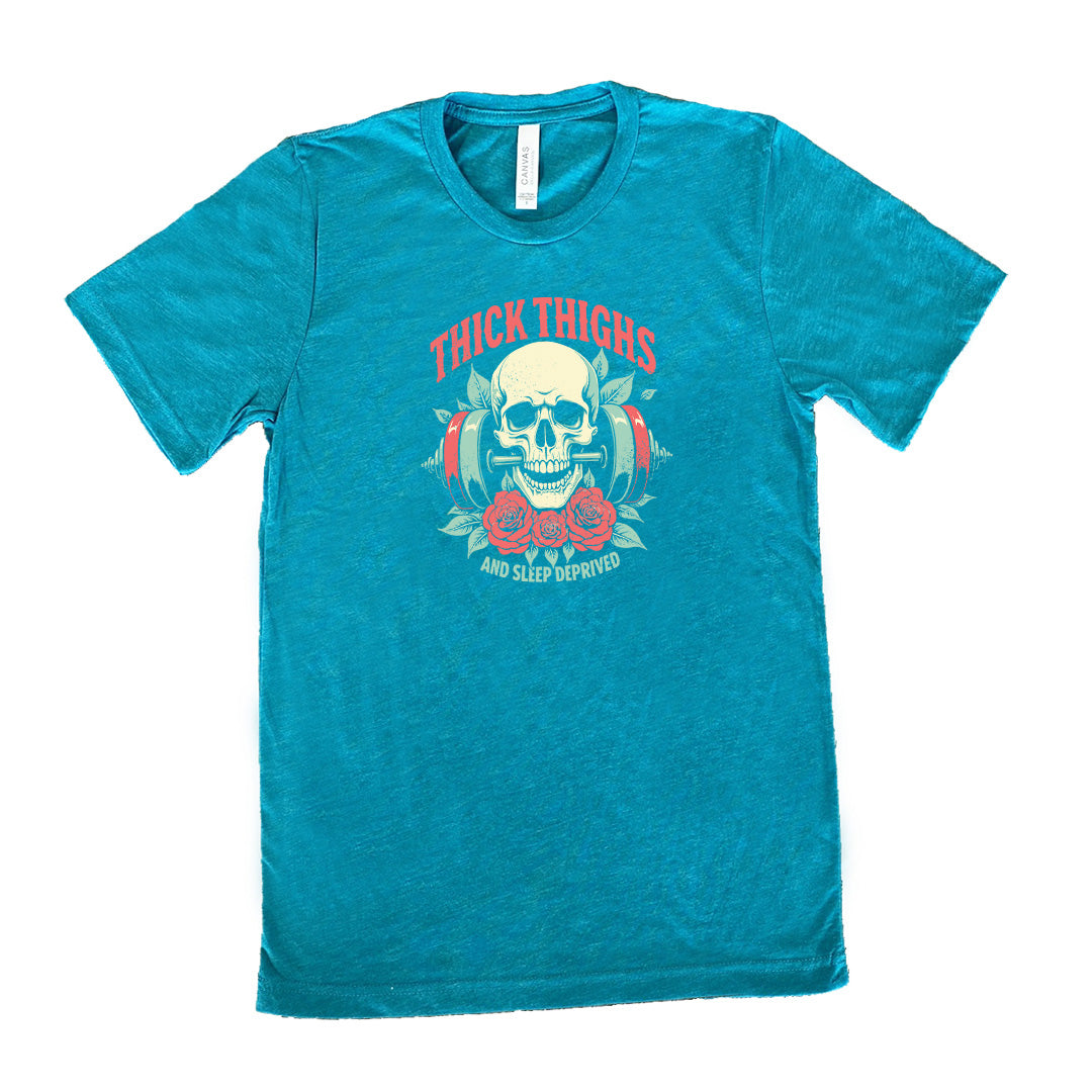 Thick Thighs And Sleep Deprived Funny Unisex T-Shirt - Comfortable Cotton Tee for Casual Wear & Lounge