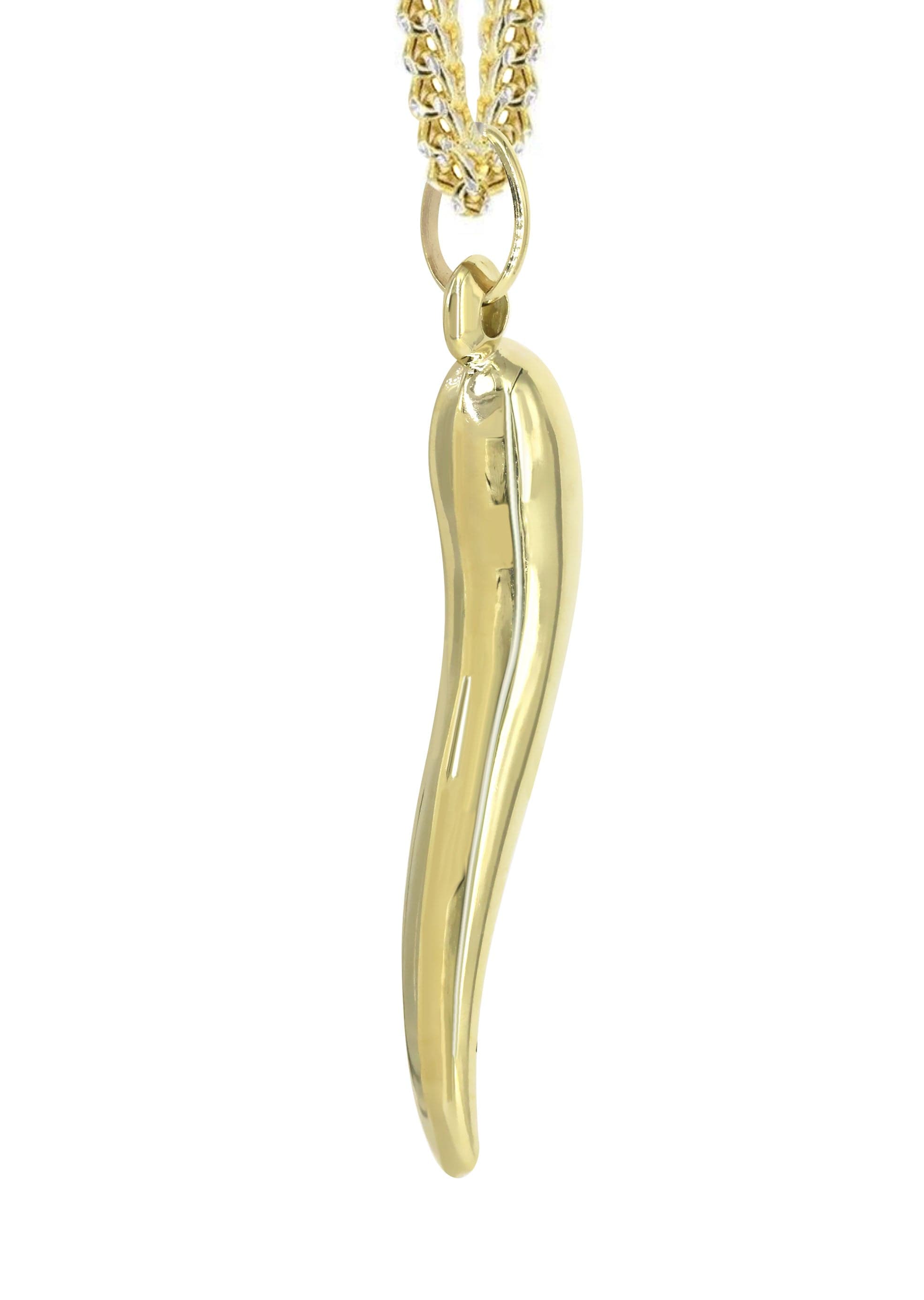 10K Yellow Gold Italian Horn Necklace for Women & Men - 11.6 Grams Genuine Gold Pendant - Lucky Charm Jewelry Gift for Birthday, Anniversary & Holidays - Perfect for Everyday Wear & Special Occasions
