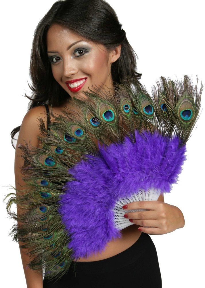 Belly Dance Peacock Feather Fan - Handmade Professional Dance Accessory for Performances, Costumes & Stage Shows