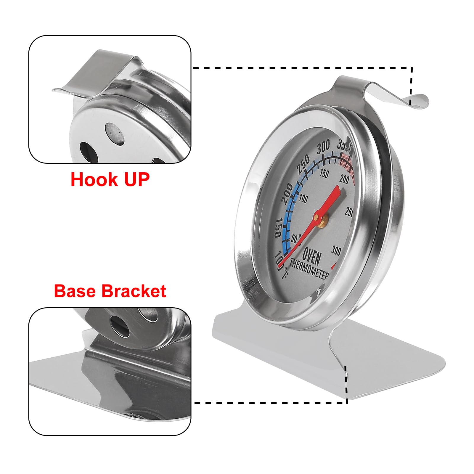 12Pcs Stainless Steel Oven Thermometer 100-600°F/50-300°C - High Accuracy Cooking Thermometer for Baking, Grilling, Frying & BBQ - Perfect for Kitchen, Oven, Grill & Outdoor Cooking