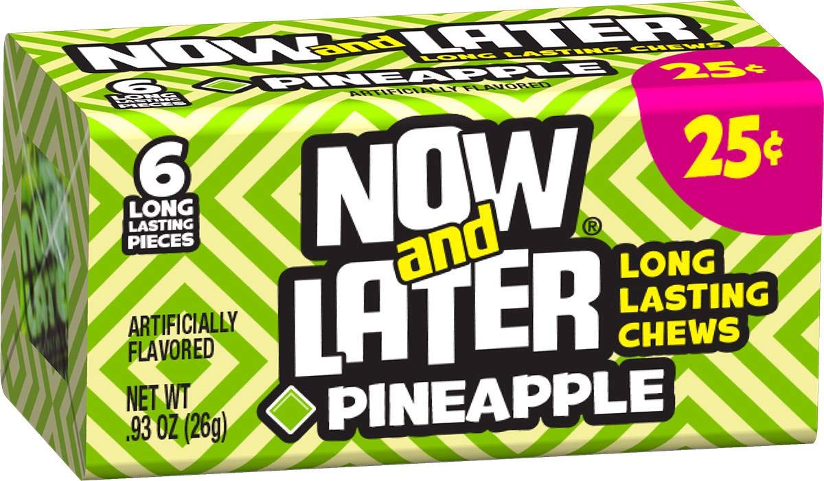 Now and Later Pineapple Candy - 24 Pieces per Pack (12 Packs per Case) | Bulk Chewy Fruit Candy for Parties, Halloween Treats & Office Snacks