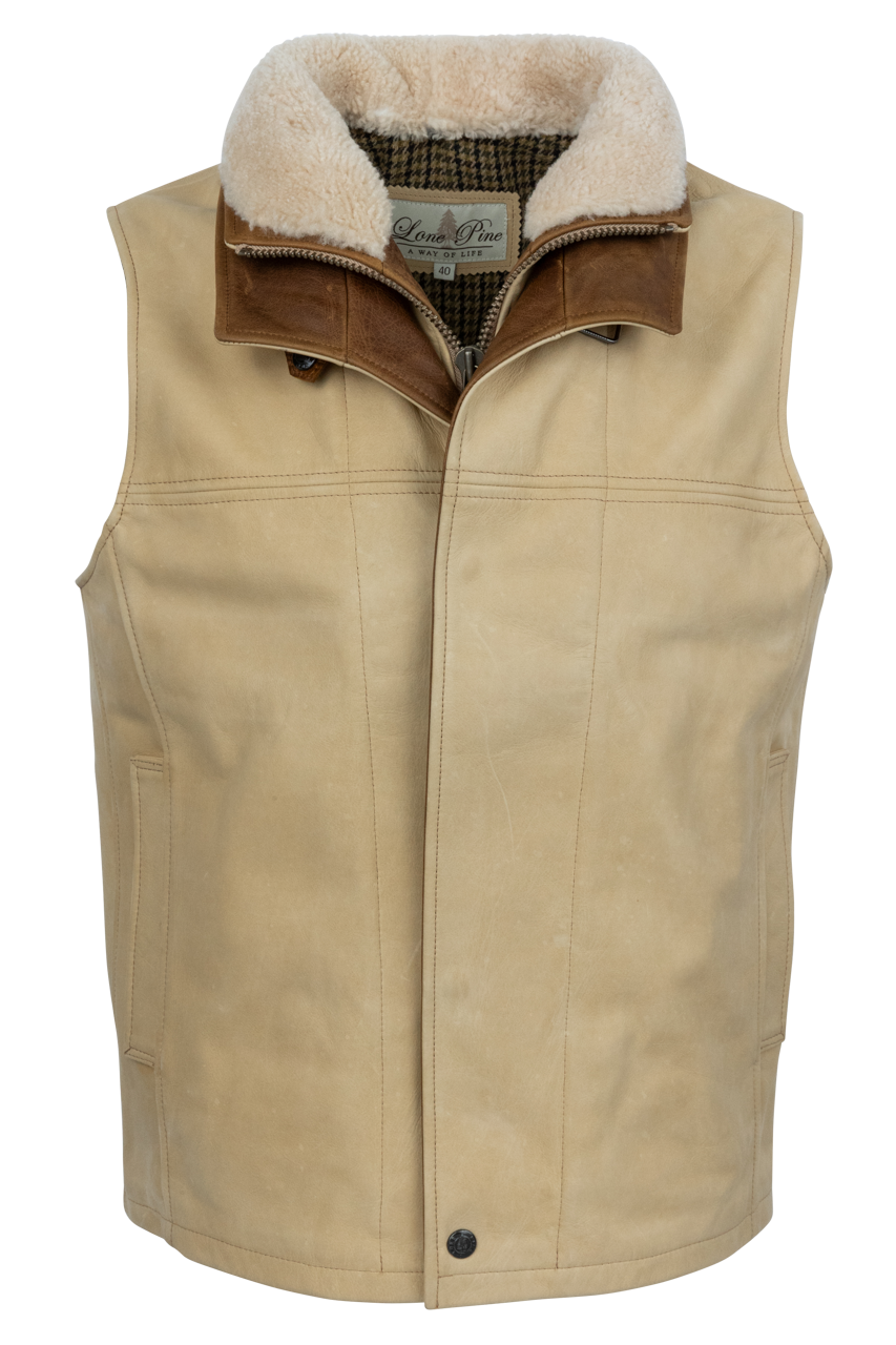 Lone Pine Leather Trekker Vest for Men - Palomino Brown Genuine Leather Outdoor Hunting Vest - Durable & Stylish for Hiking, Camping, and Outdoor Adventures