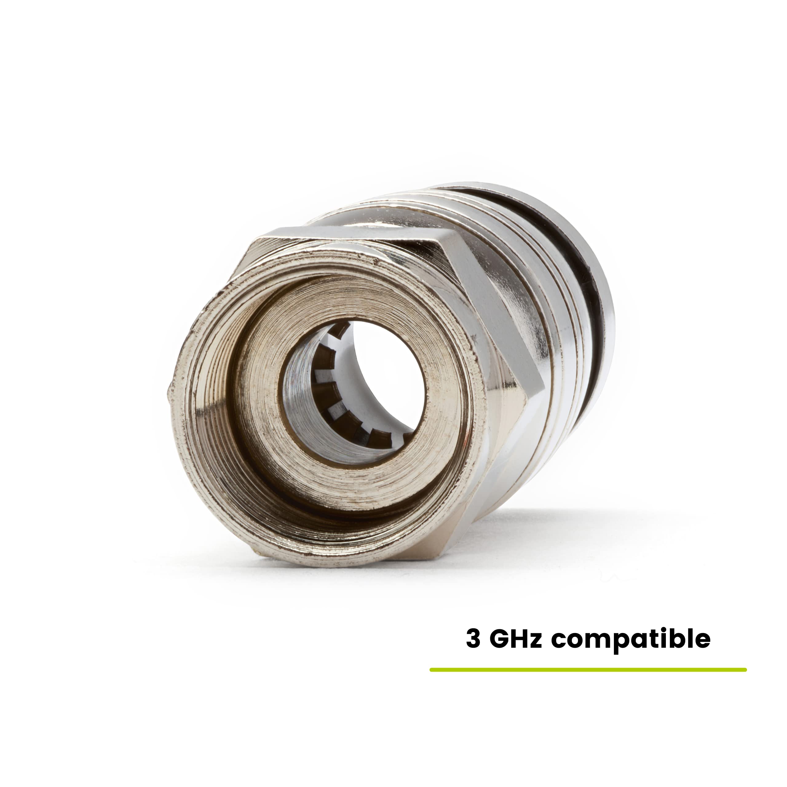 TrueCABLE Universal Easy Fit RG6 & RG6Q Compression F-Connector for Dual Shield (DS), Tri-Shield & Quad Shield (QS) Coaxial Cable - 100 Pack - Perfect for Cable TV, Satellite, Internet & Security System Installations