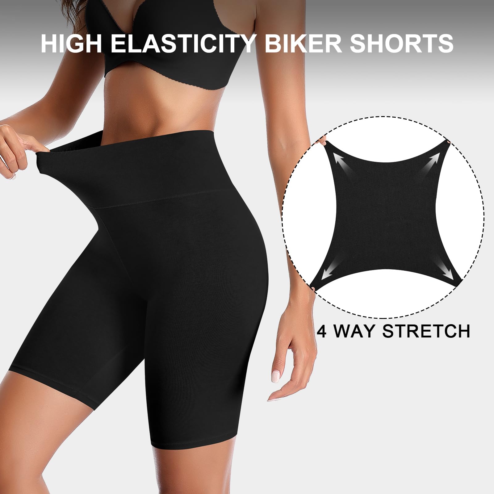 K-CHEONY Women's High Waisted Biker Shorts - Anti Chafing Cotton Underwear, Yoga Workout & Running Shorts for Women - Perfect for Gym, Cycling, Lounge Wear and Everyday Comfort
