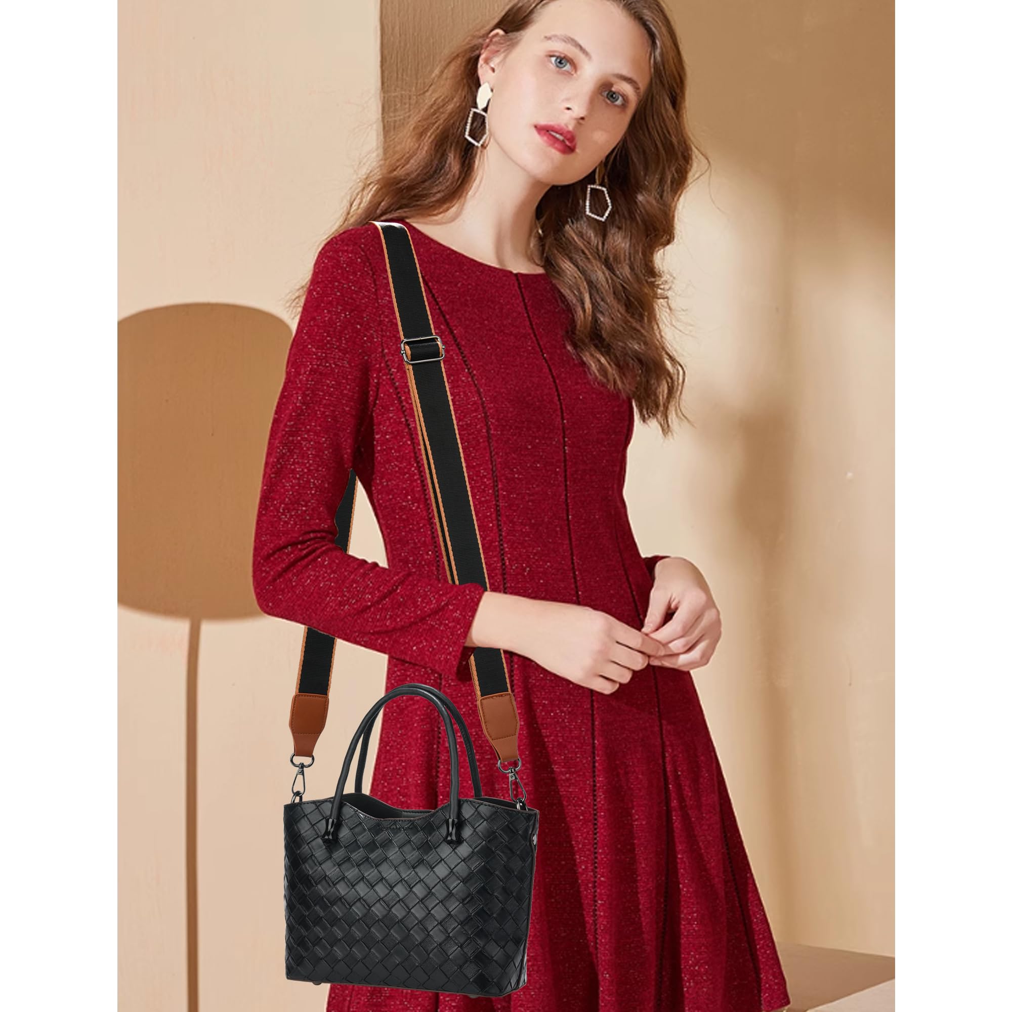 Adjustable Wide Leather Purse Strap Replacement - Gun Black Hardware - Compatible with Handbags, Totes & Shoulder Bags - Perfect for Daily Use, Shopping & Travel Accessories