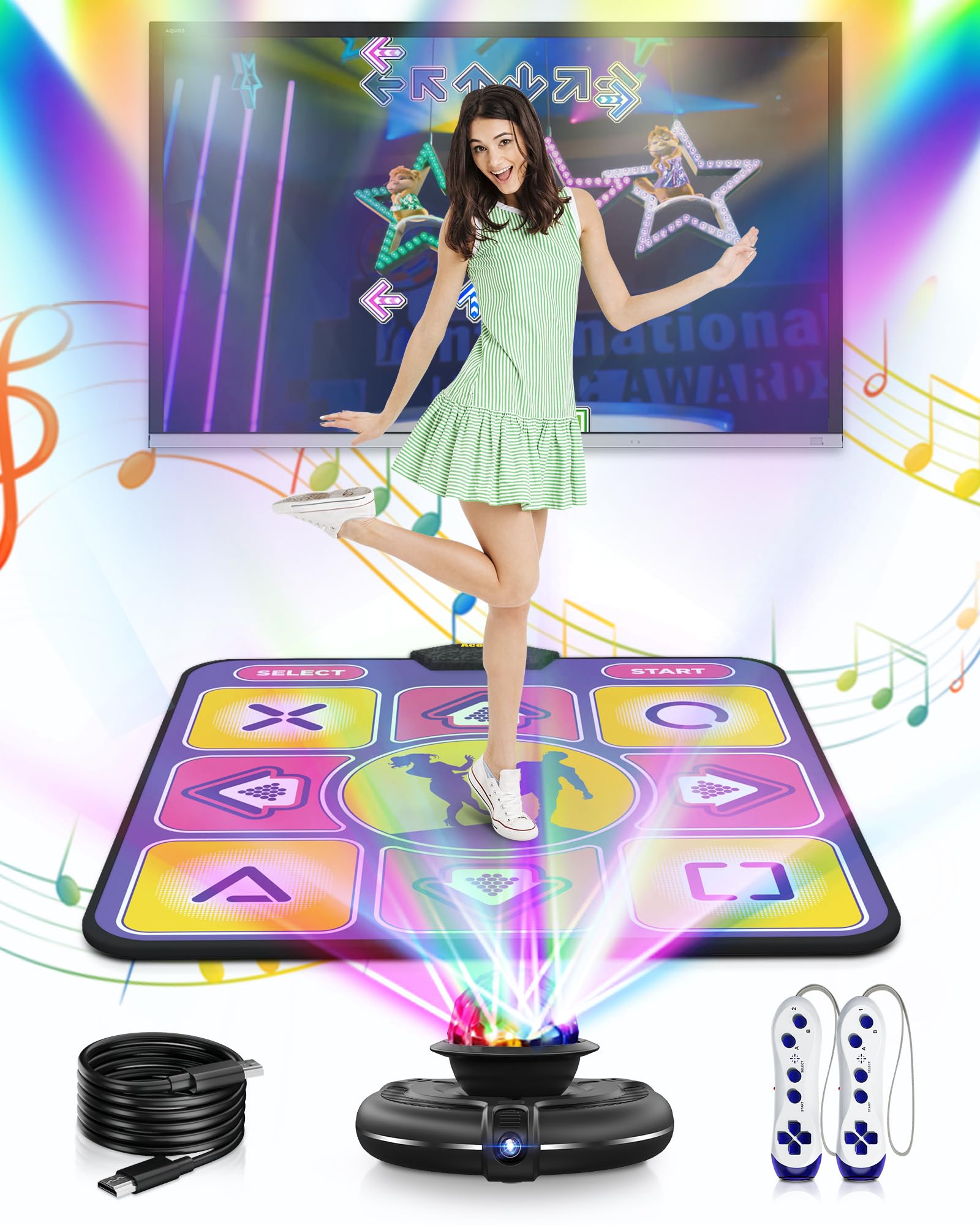 Electronic Dance Mat with Multiple Modes - Non-Slip HD Camera TV Dance Game Mat for Kids & Adults | Perfect for Christmas, Birthday & Valentine's Gifts | Fun Family Game Night & Fitness Activity