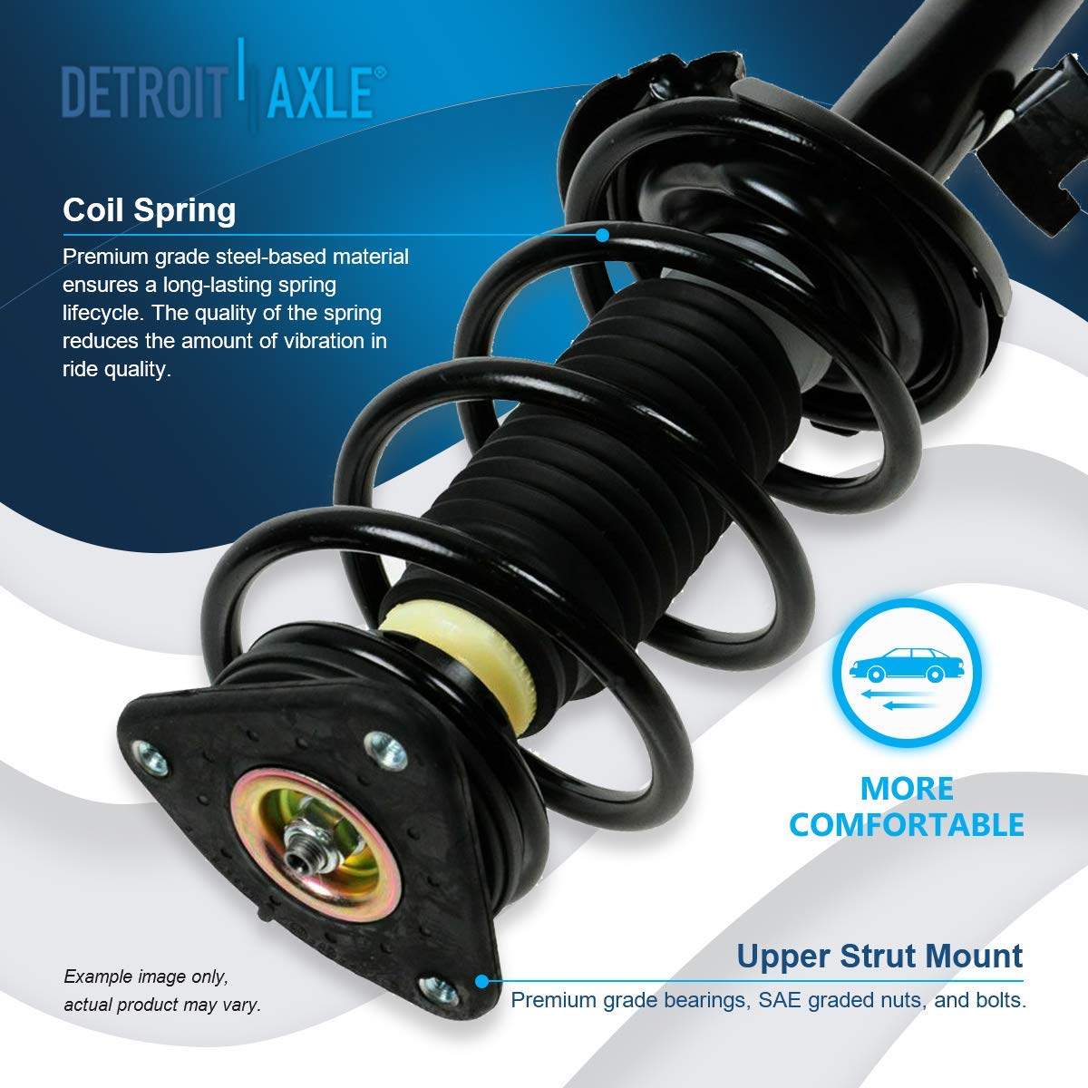 Detroit Axle 4-Piece Front End Control Arms Kit for 2010-2013 Mazda 3 - Includes 2 Lower Control Arms with Ball Joint & 2 Struts with Coil Spring - Replacement Suspension Parts for Smoother Ride & Better Handling - Perfect for City Driving, Highway Commuting & Performance Upgrades