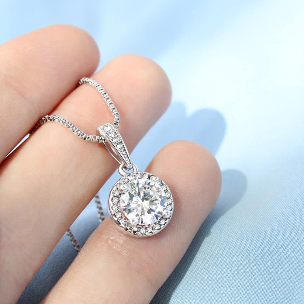 4LOVEBIRDS Soulmate Couple Necklace - Stainless Steel Cubic Zirconia Pendant for Her, Romantic Gift for Wife/Girlfriend with Message Card Box - Birthday, Christmas, Anniversary Jewelry - Perfect for Date Nights & Special Occasions