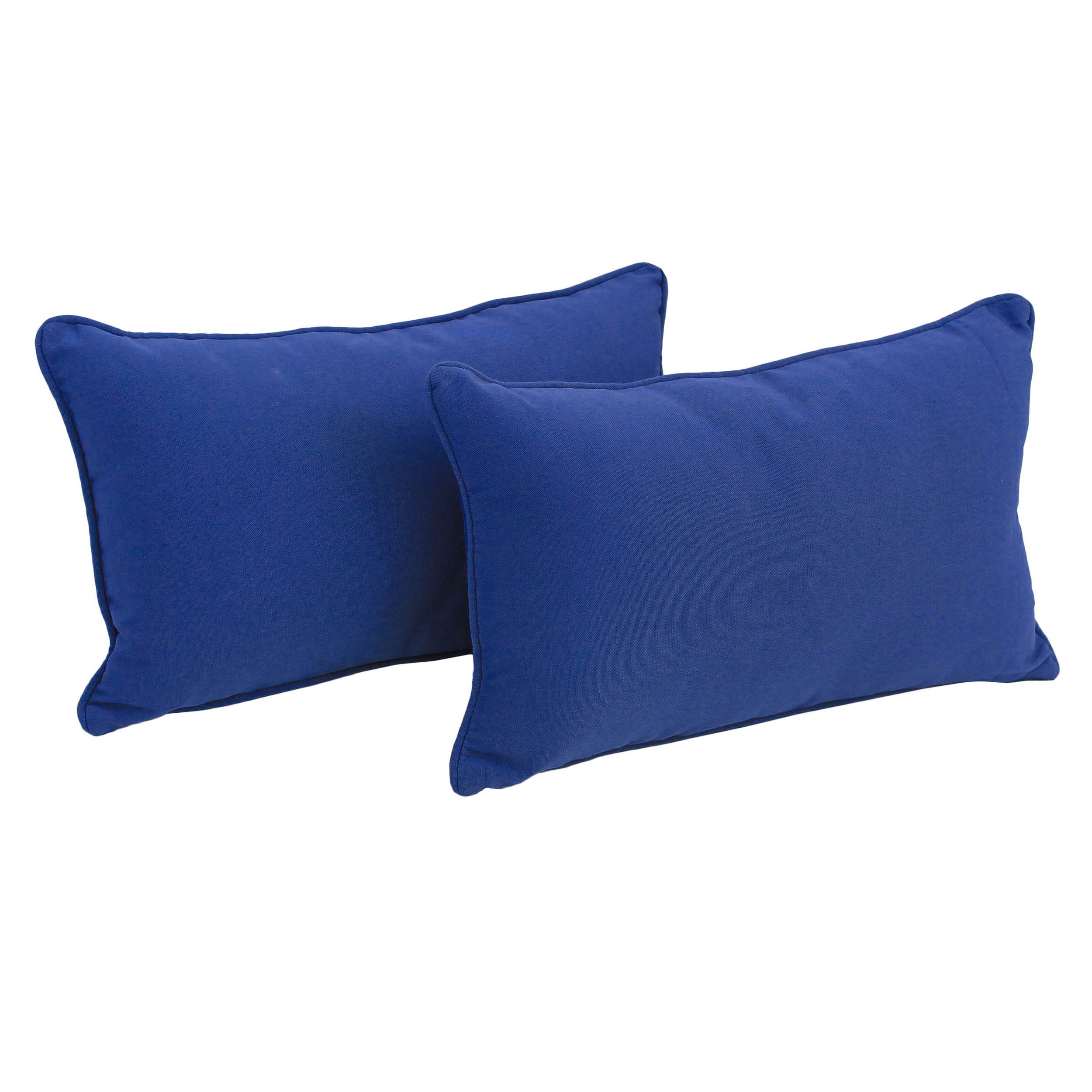 Blazing Needles Corded Twill Throw Pillows Set of 2 - 20x12 Inches Royal Blue Decorative Cushions for Sofa, Bed, Living Room & Home Decor