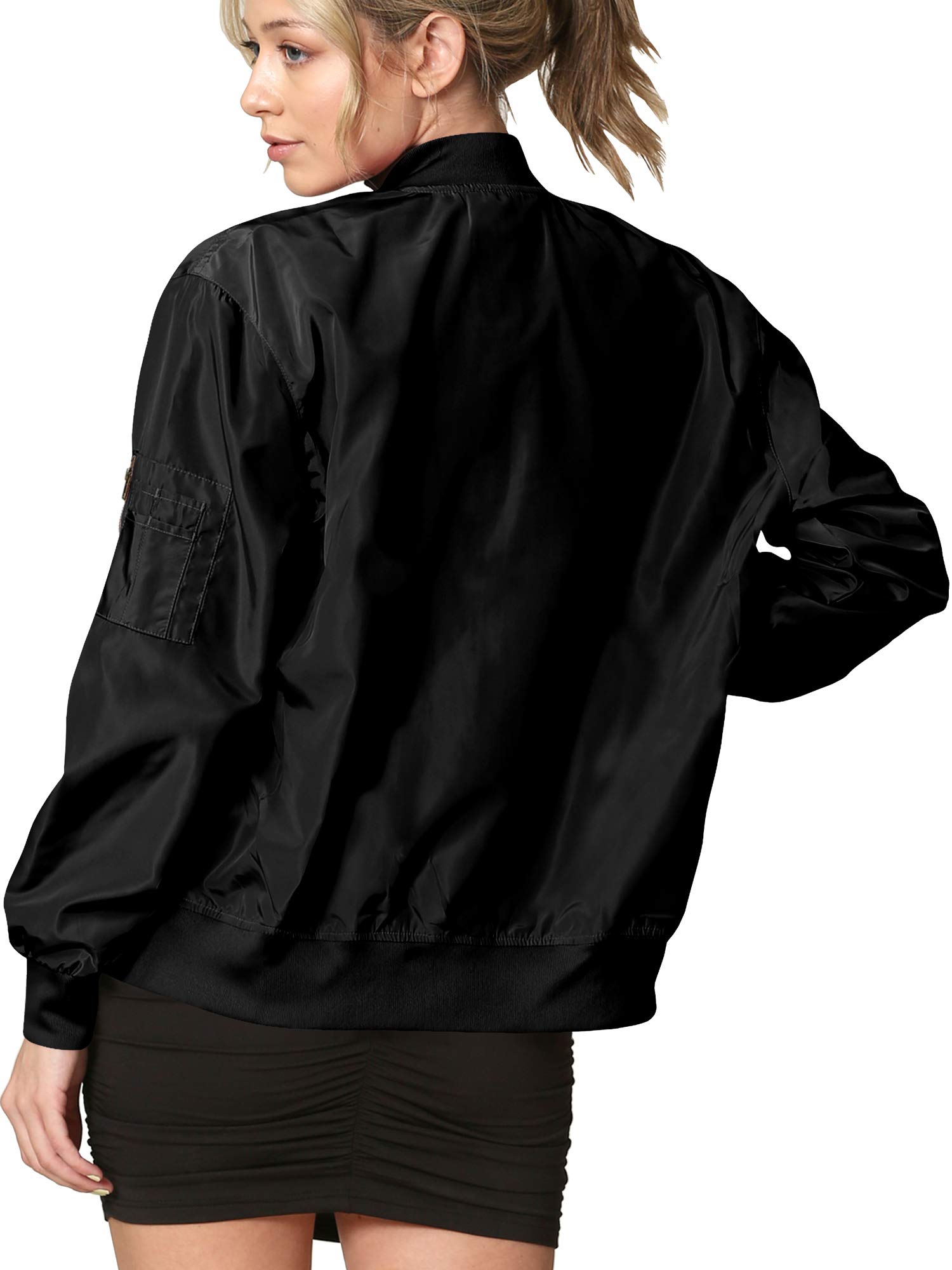 Made By Johnny Women's Classic Lightweight Jacket - Multi-Pocket Windbreaker Bomber Jacket for Outdoor Activities, Travel & Casual Wear
