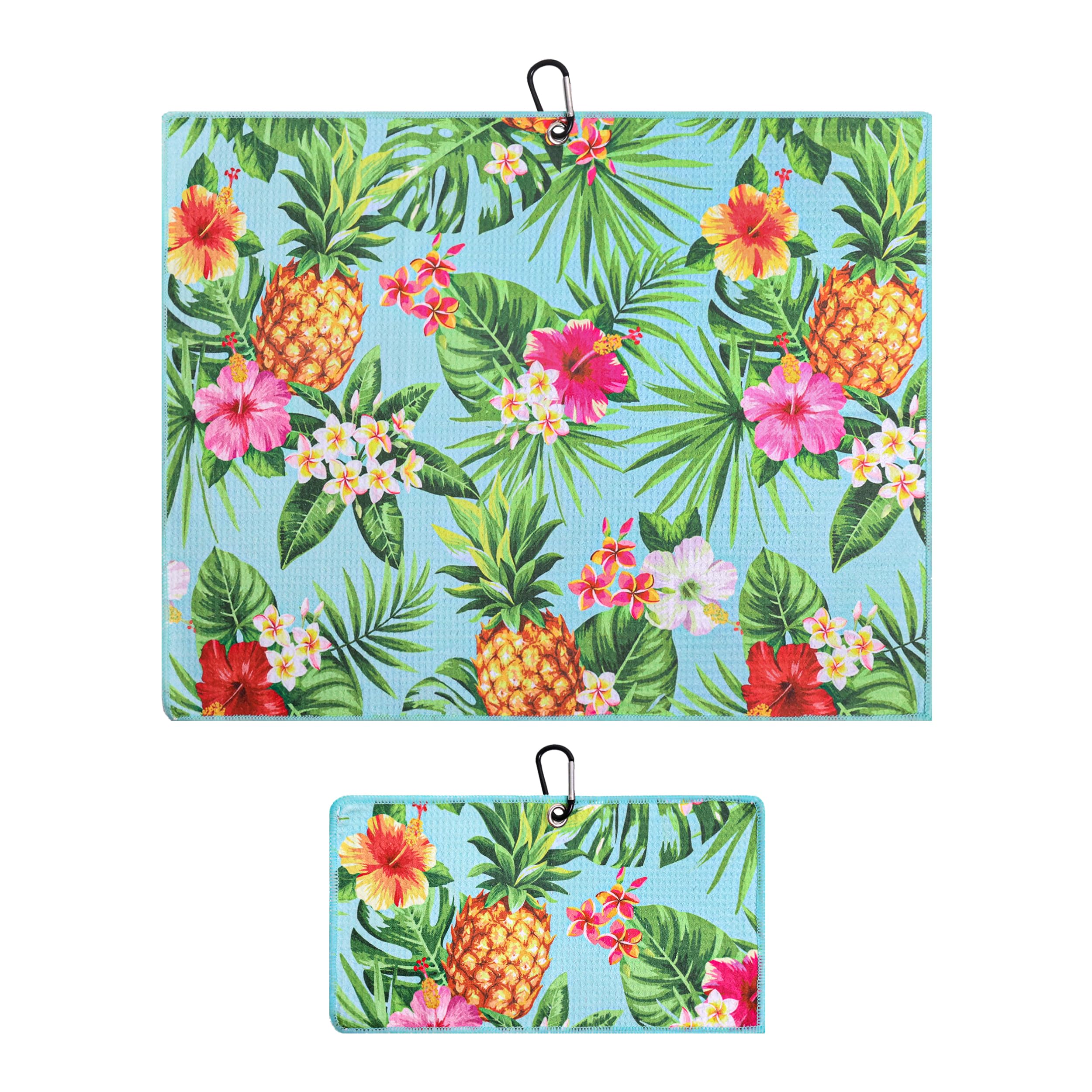 Premium Golf Towel Set of 2 - Microfiber Waffle & Ball Towels for Golf Bags - Tropical Pineapple Design - Ideal Golf Accessories for Men & Women - Perfect Golf Gift for Players - Great for Course Play, Practice & Club Cleaning