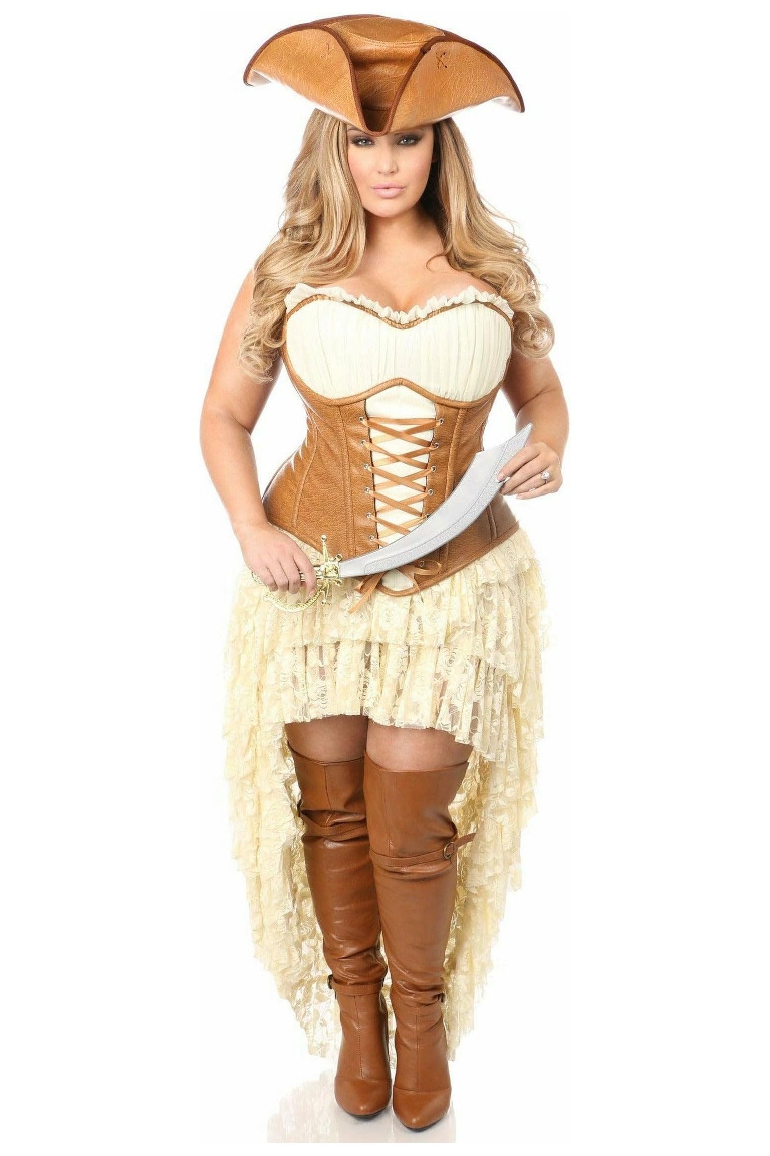 Sexy Daisy Corset for Women - 4 Piece Pirate Costume Set | Halloween, Cosplay, Burlesque & Lingerie Outfit